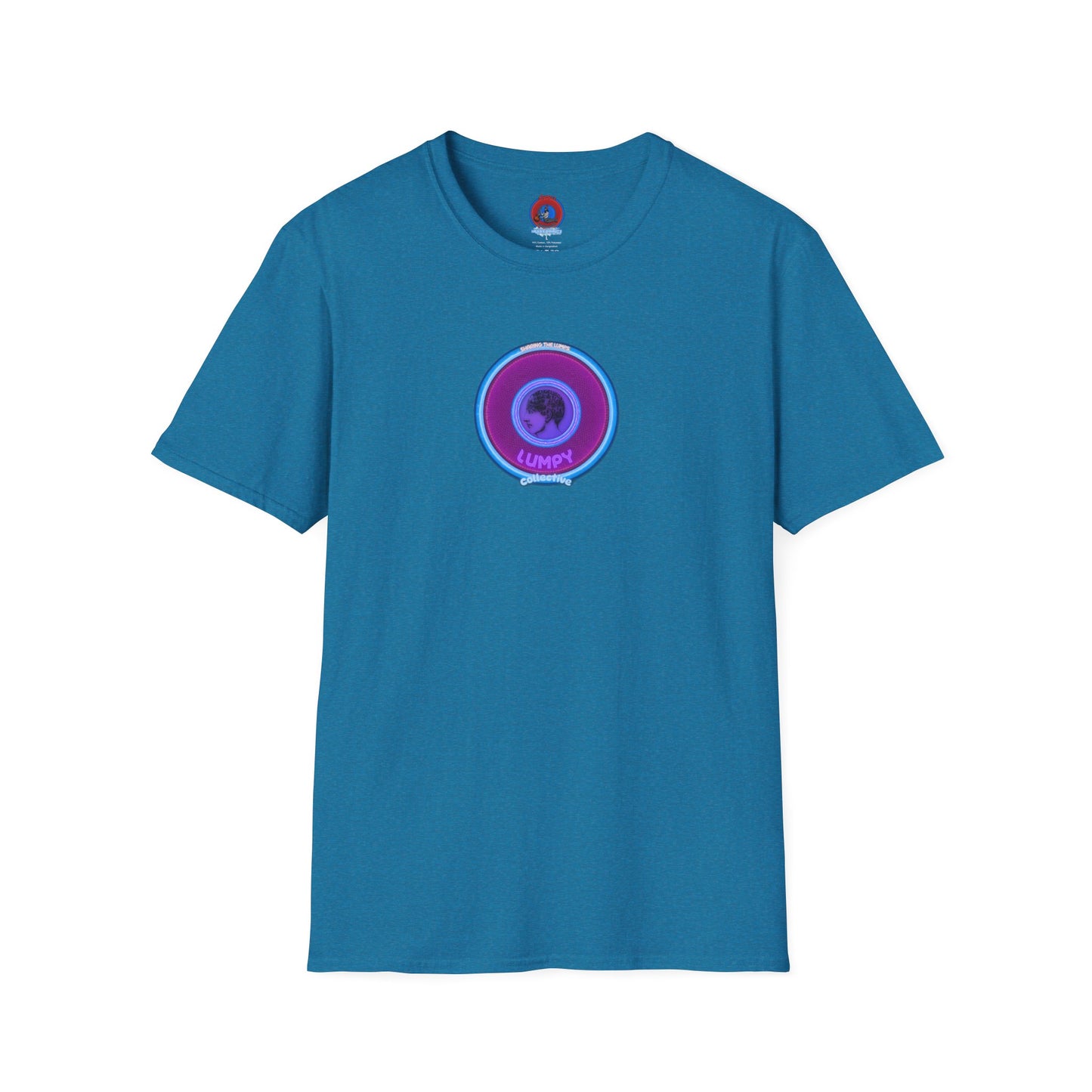 Classic Donut Tee - Unisex Soft-Style - "Lumpy Collective Donut" - rustic purple/light blue lumpy donut - variant 2