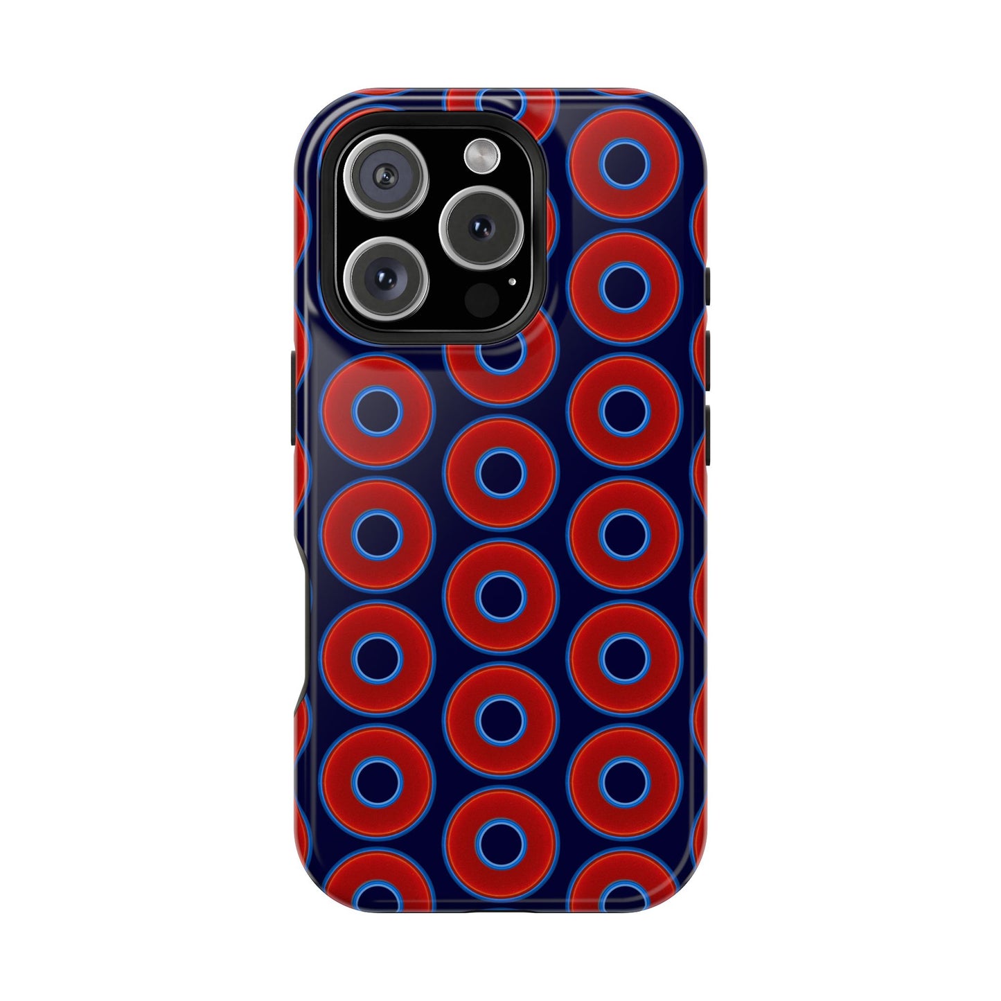 Magnetic Tough Donut Case - red vivid donut print w/midnight blue background