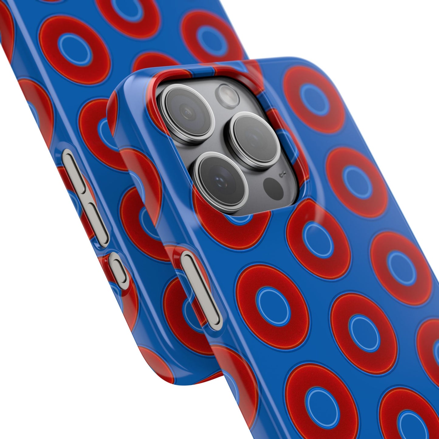 Lumpy Donut Snap Case - red vivid donut print w/dark royal background