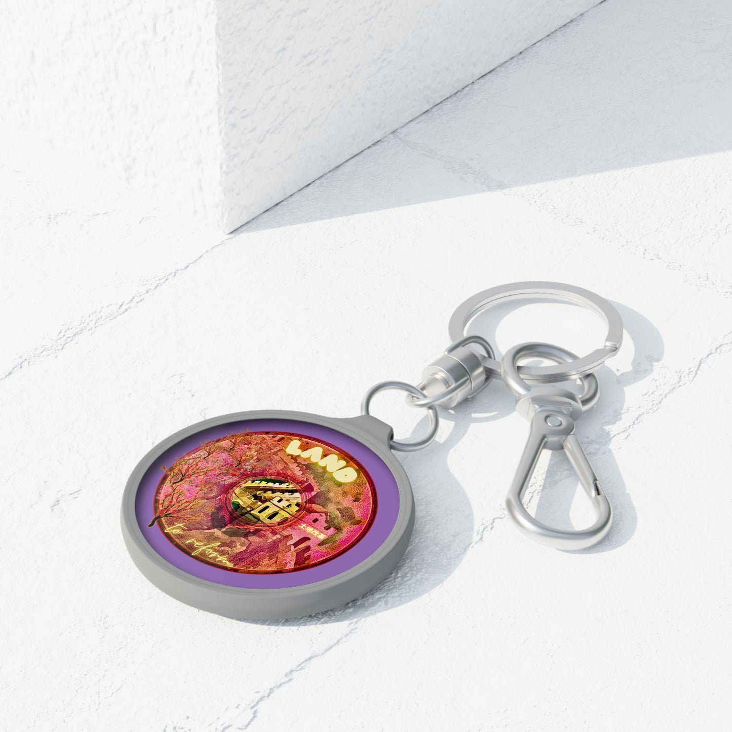 Lumpy Donut Keychain - "The Reforming Donut" - series 1.0 - magenta picture donut