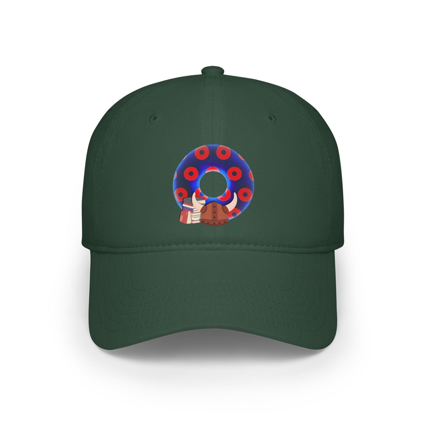 Lumpy Donut Baseball Cap - "El Fuego Donut Cap" - paradoxical dark blue/red blimpy donut w/