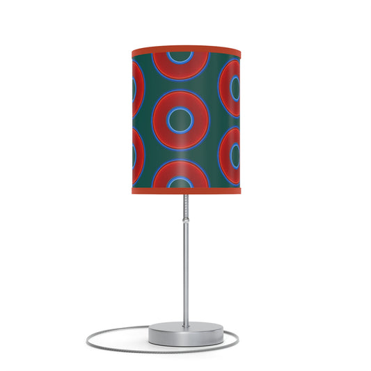 Lumpy Accent Lamps - red vivid donuts w/dark Fenway green background