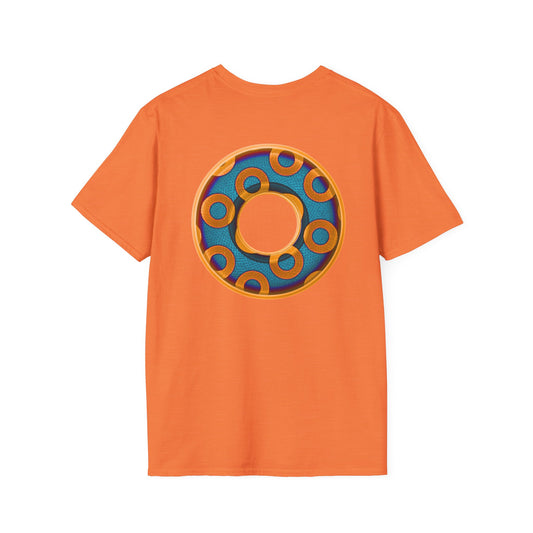 Plain Donuts/Unisex Soft-Style - "Plain Rustic Paradoxical Donuts" - light blue/orange donuts