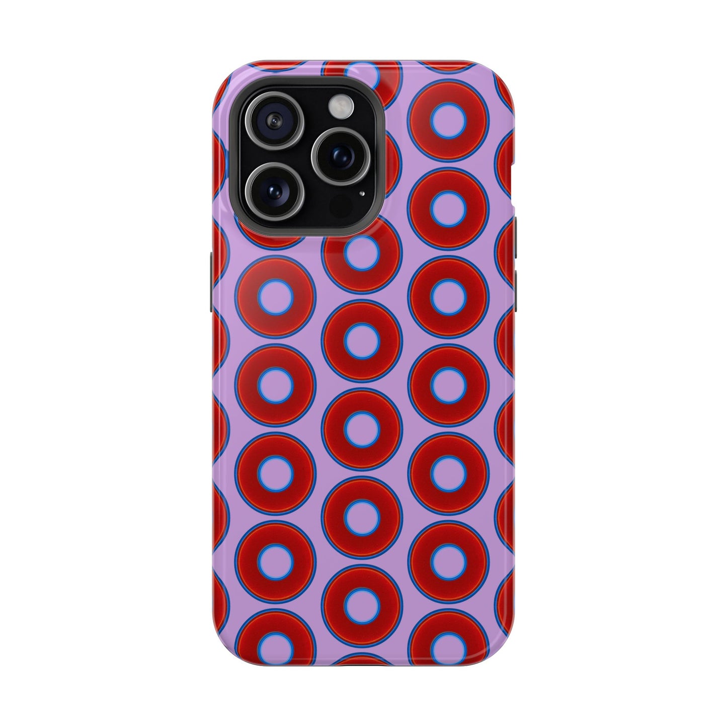 Magnetic Tough Donut Case - red vivid donut print w/wisteria purple background