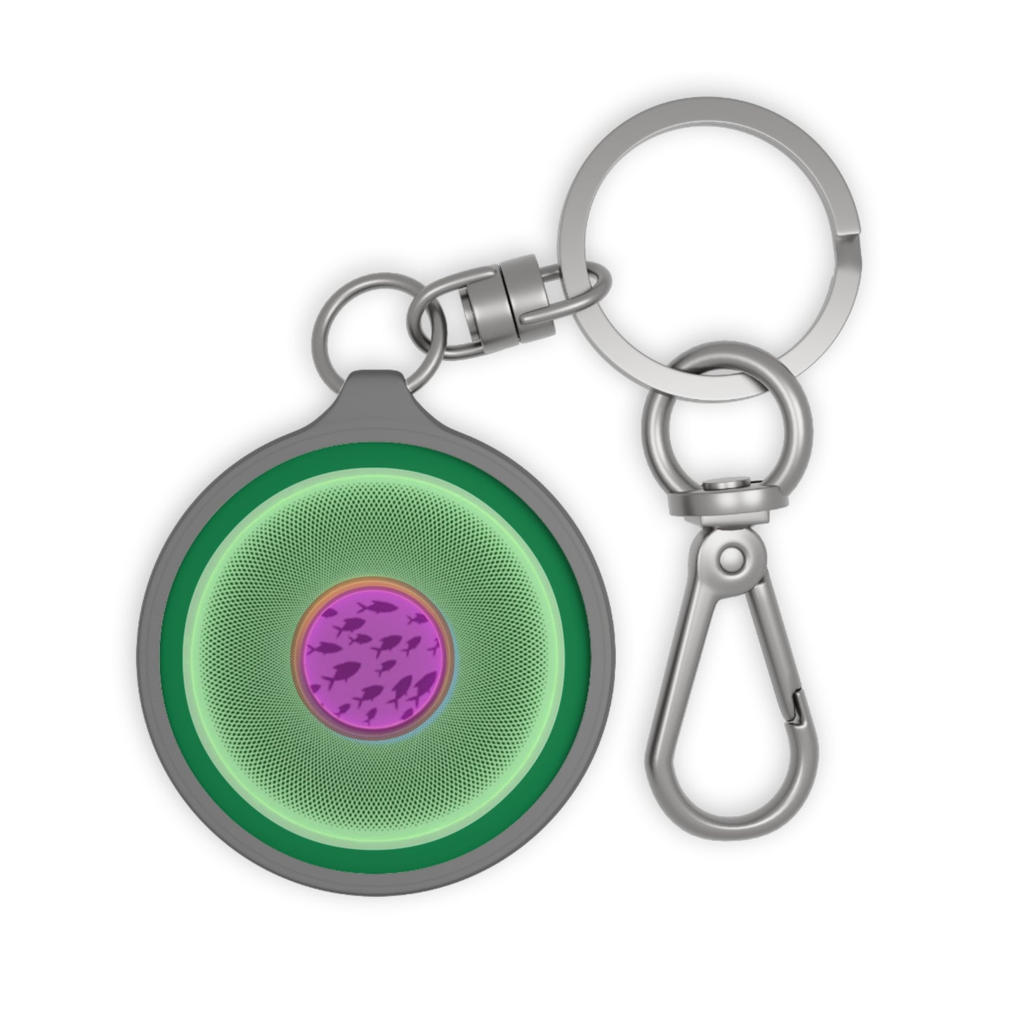 Lumpy Donut Keychain - "Swimming By" - series 1.0 - variant 3 - pastel green donut