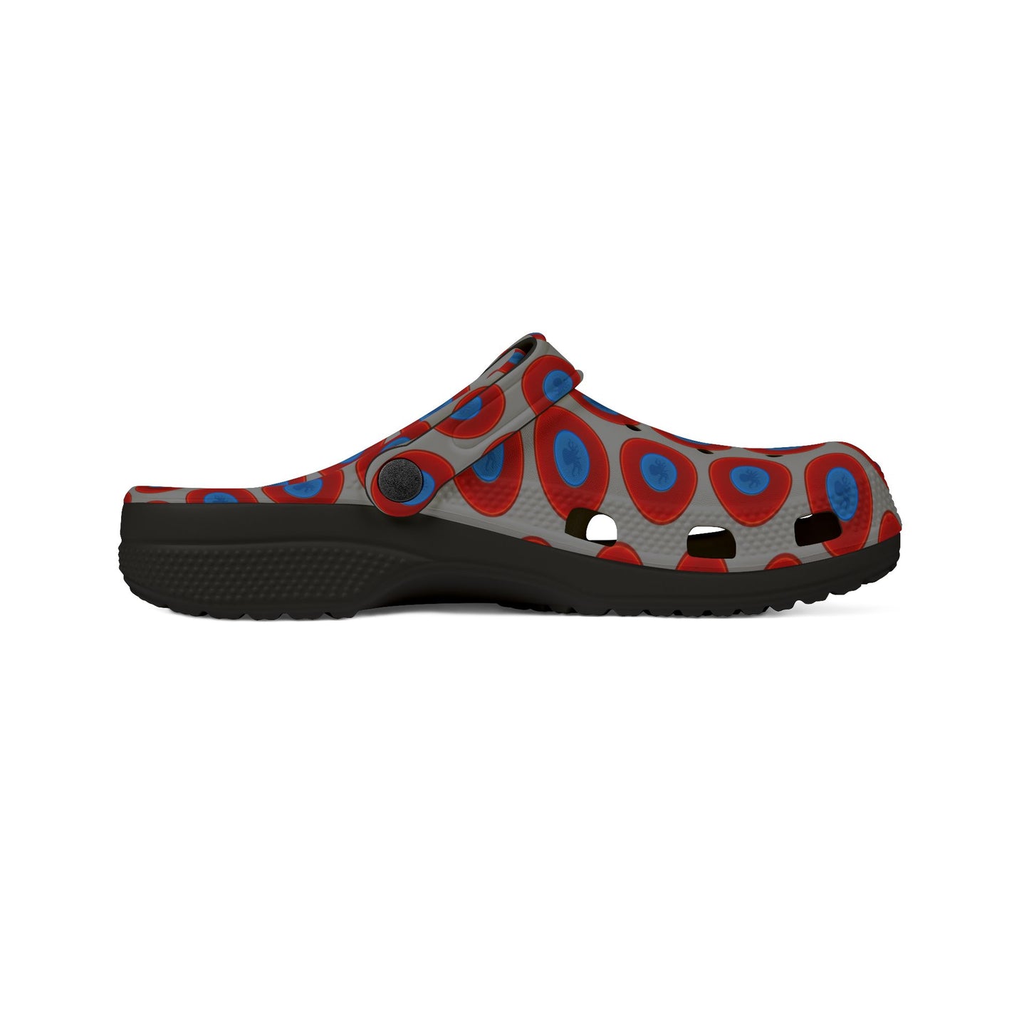 Spatchcocks - donut slip-on shoes - "Roger Moore's Octopussy Donut" - red vivid donuts w/gray background [unisex]