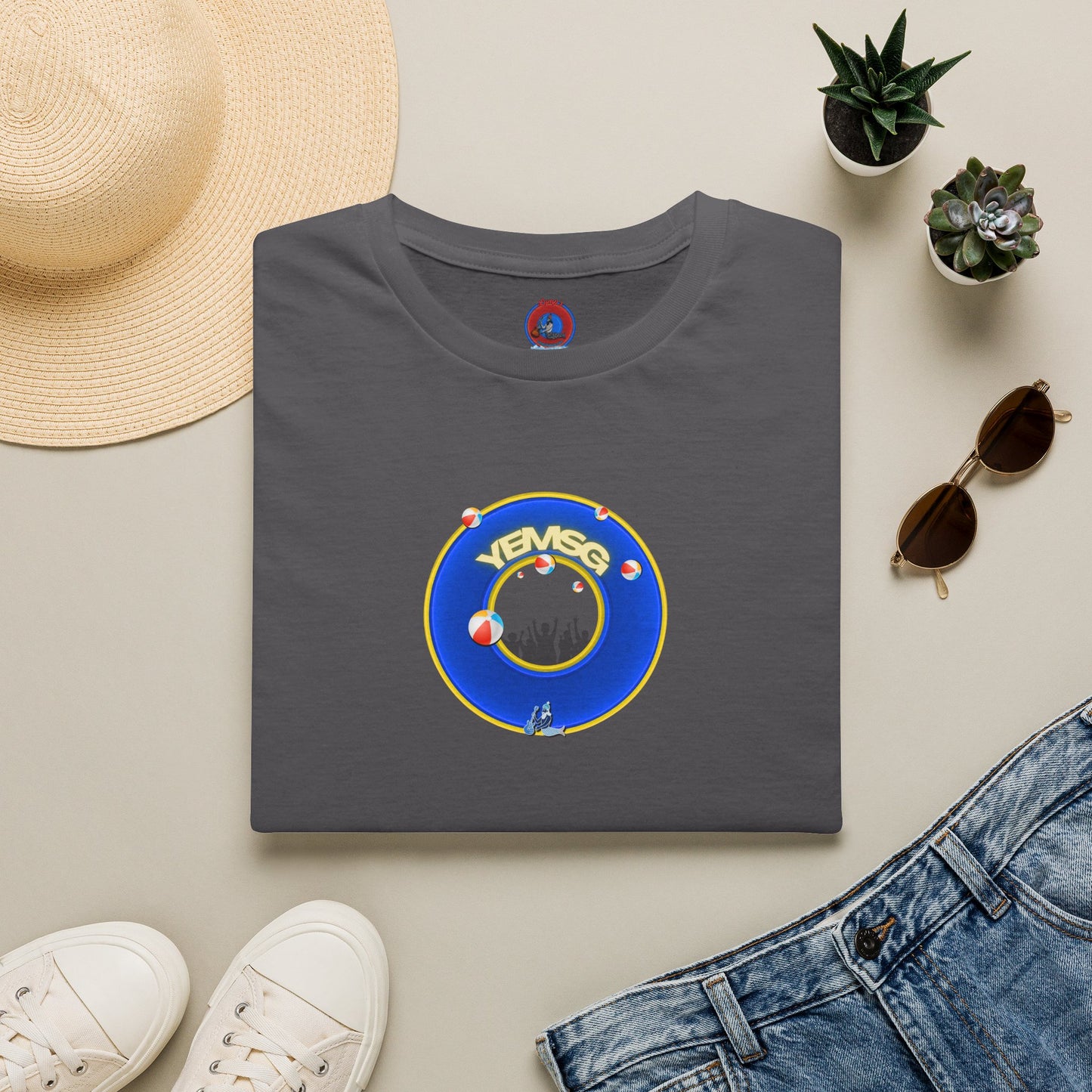 Donut Tee - Unisex Soft-Style - "The Donut's Secret Ingredient? MSG" - vivid blue/yellow donut - variant 2