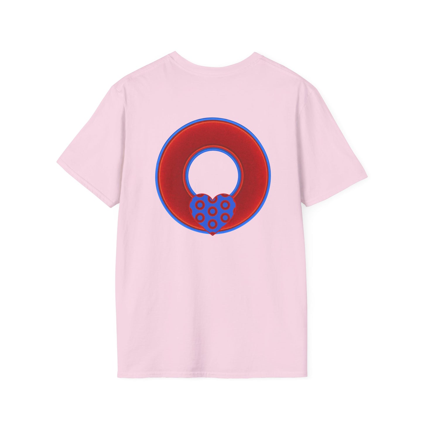 Classic Donut Tee - Unisex Soft-Style - "Ocean Donuts of Love" - vivid red donut - variant 1