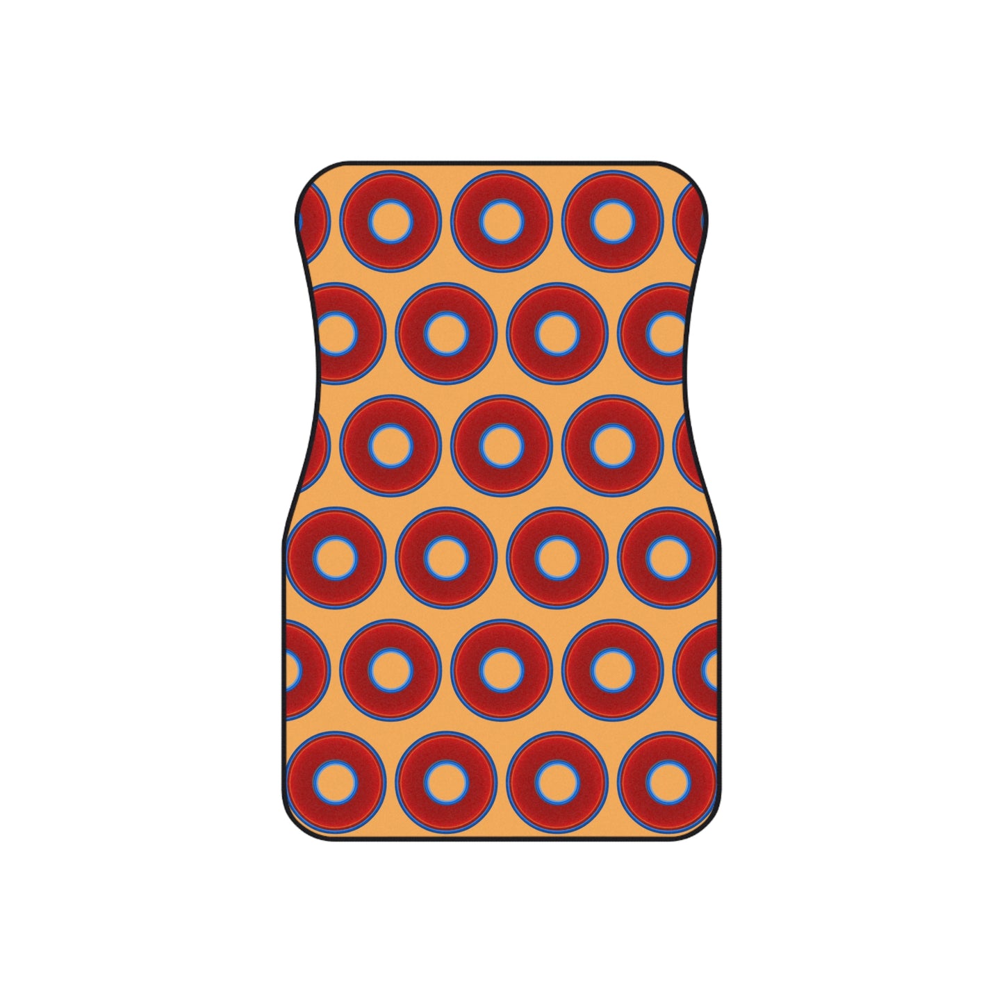 Contacted Car Mats - vivid donut print w/creamsicle orange background