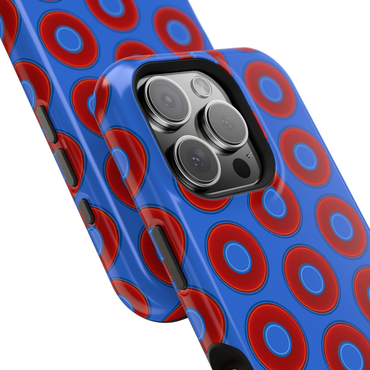 Impact-Resistant Lumpy Donut Case - red vivid donut print w/medium royal blue background