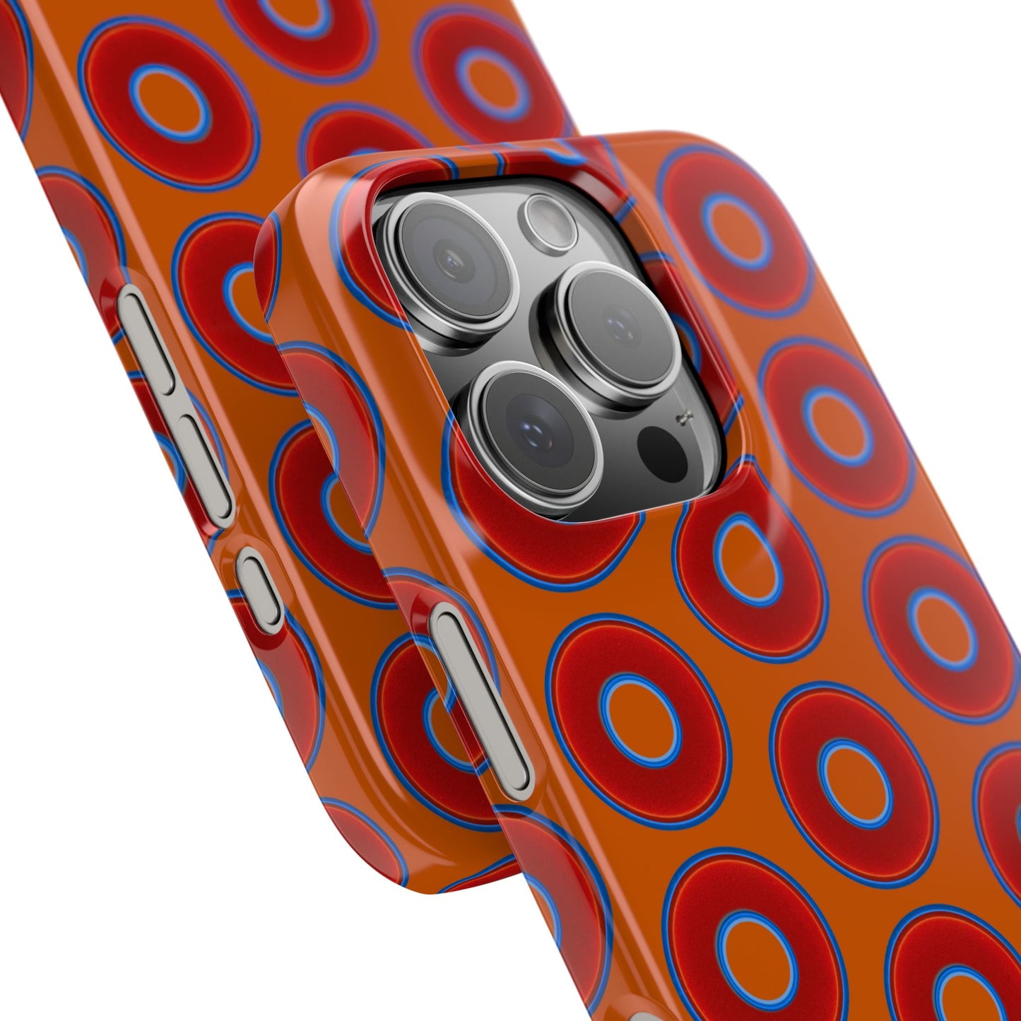 Lumpy Donut Snap Case - red vivid donut print w/dark orange background
