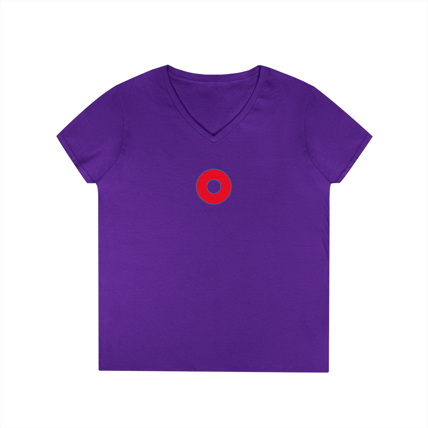 Women's Donut V-Neck Tee - "Red Philly Special" - plain red donuts w/blue outline