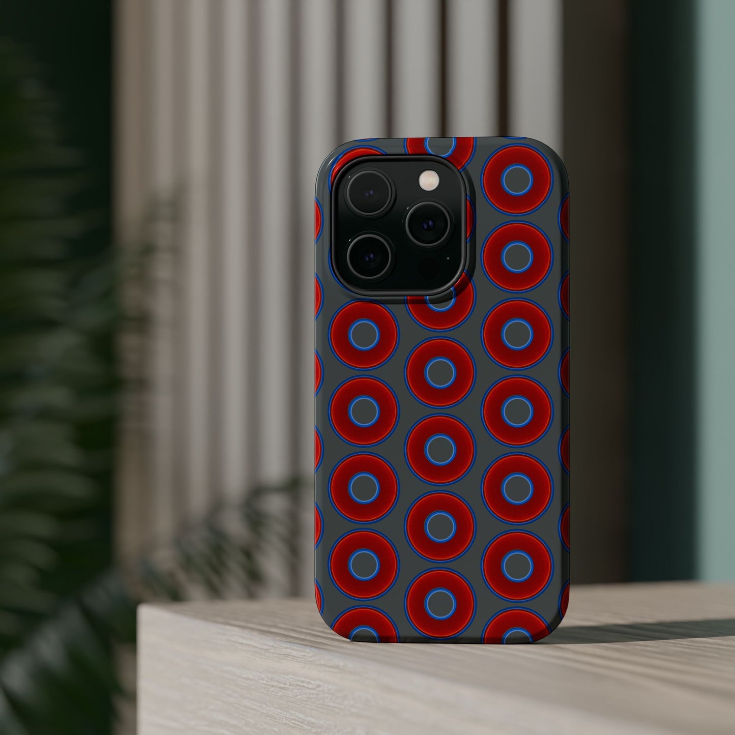 Magnetic Tough Donut Case - red vivid donut print w/dark gray background