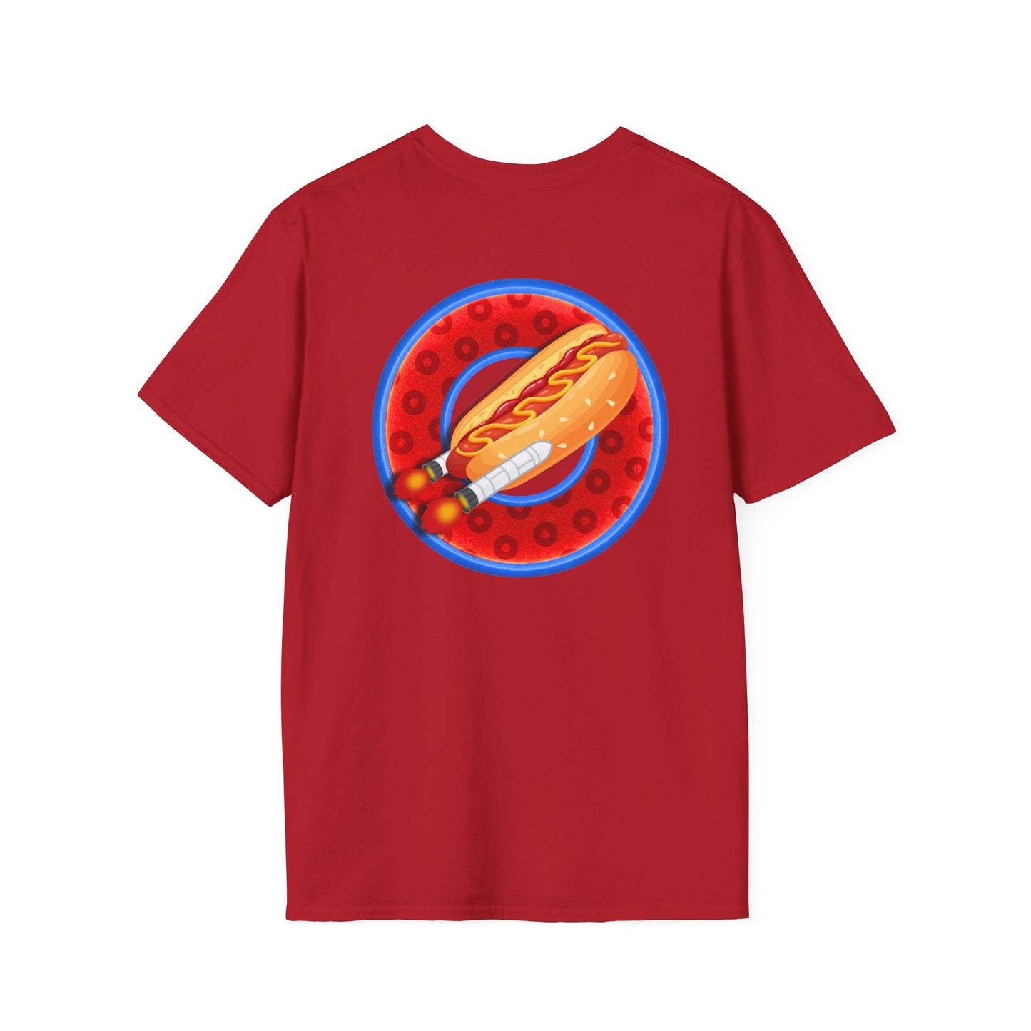 Classic Donut Tee - Unisex Soft-Style - "Viva Las Vegas Donut" -  red paradox donut w/raw dogger - variant 2