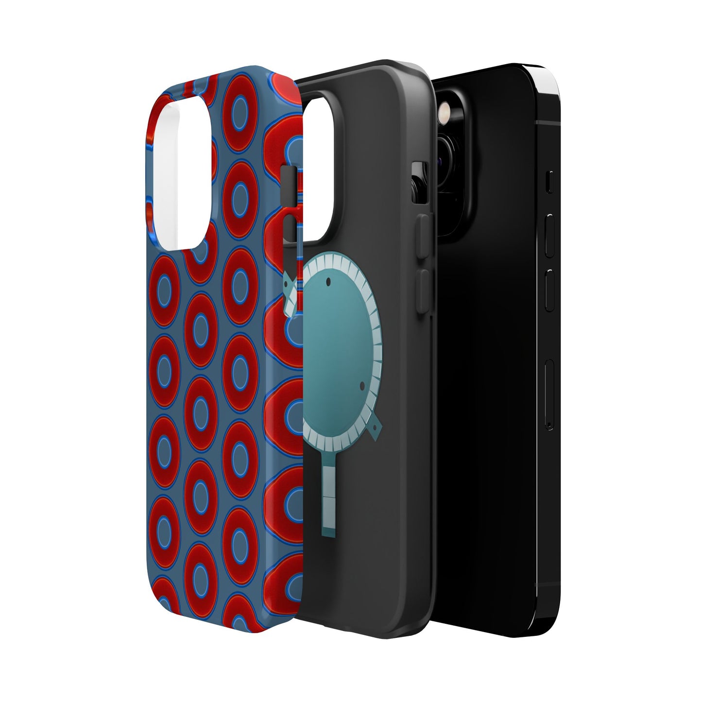 Magnetic Tough Donut Case - red vivid donut print w/steel blue background