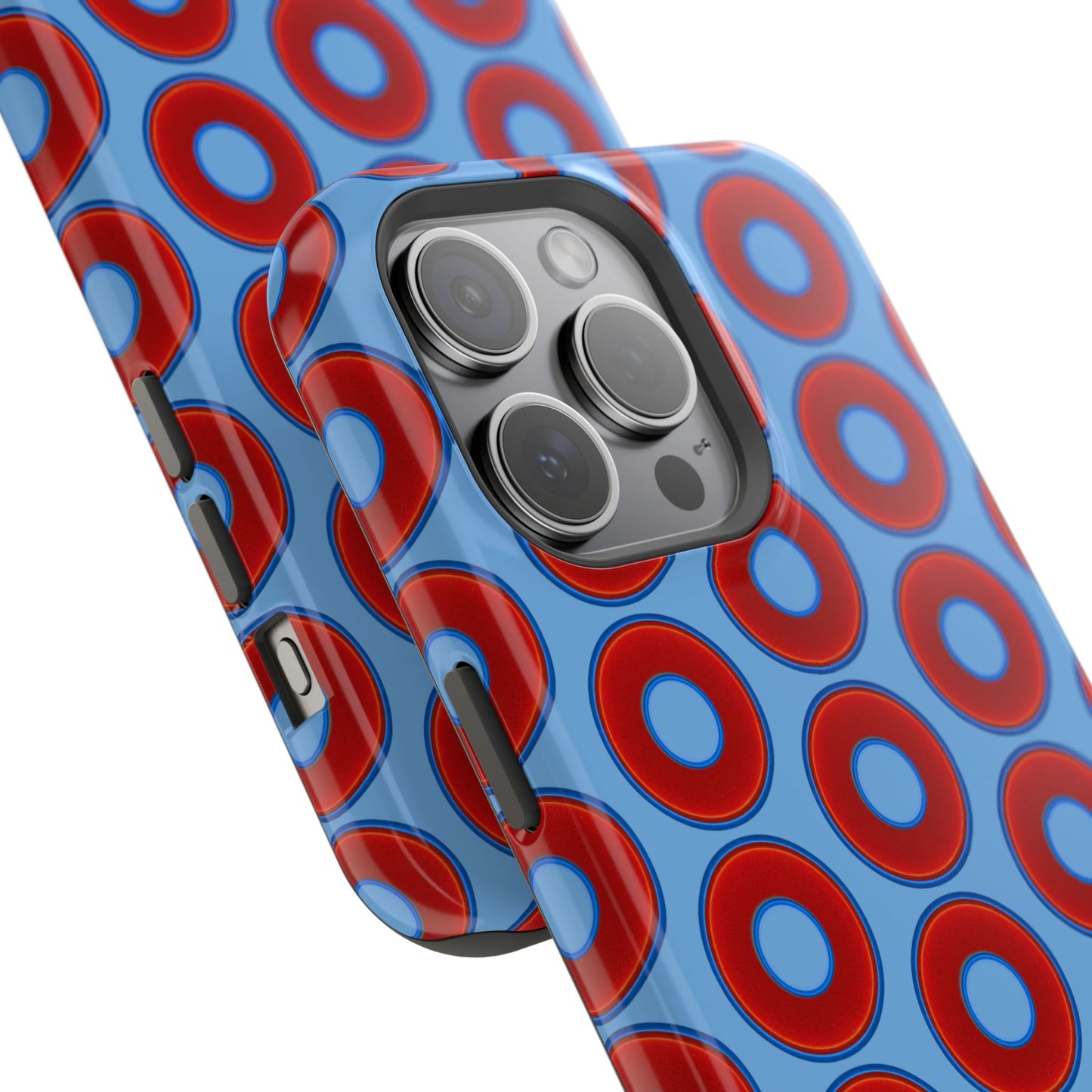 Magnetic Tough Donut Case - red vivid donut print w/light blue background
