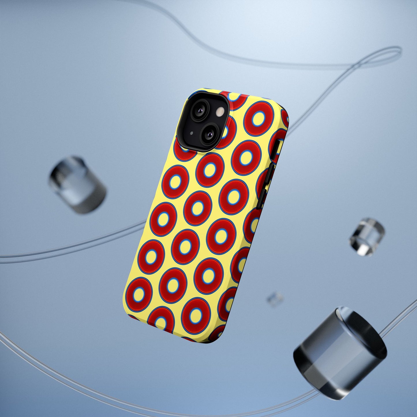 Impact-Resistant Lumpy Donut Case - red vivid donut print w/yellow background
