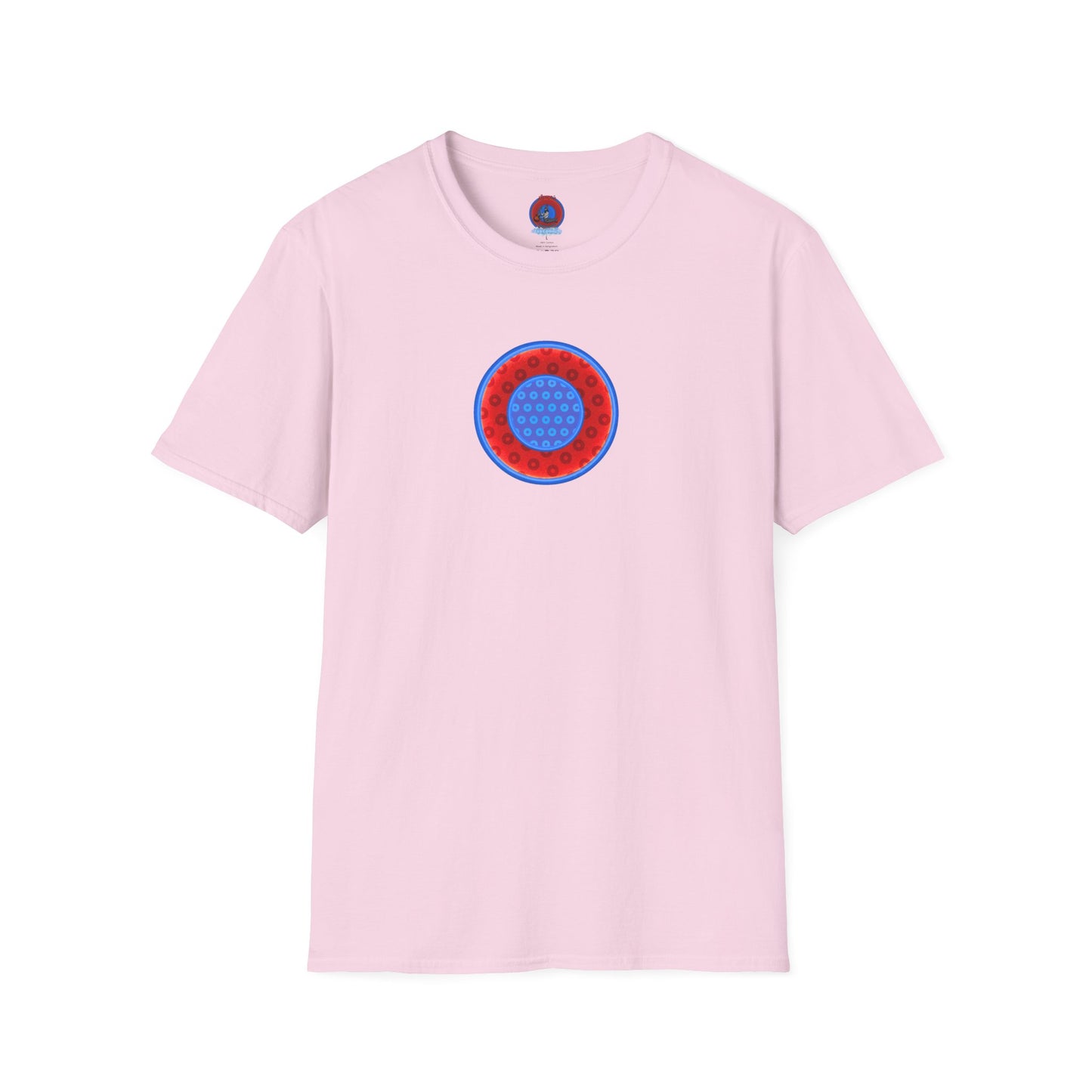 Classic Donut Tee - Unisex Soft-Style - "All You Can Eat Donut Platter" - red/blue paradoxical donuts