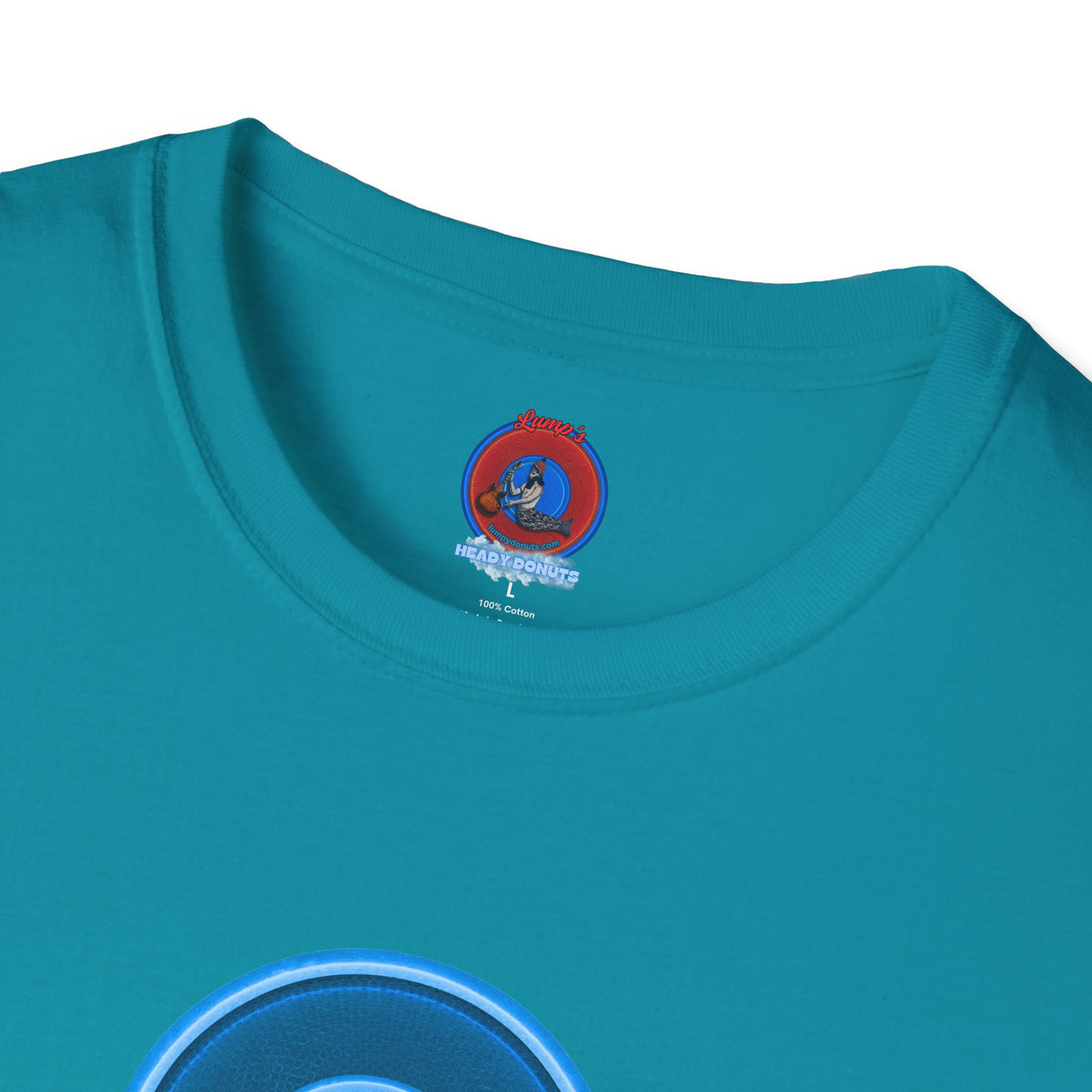 Classic Donut Tee - Unisex Soft-Style - "The Story of the Donut - a Ghostly Good Time" - variant 2 - blue/light blue rustic donut