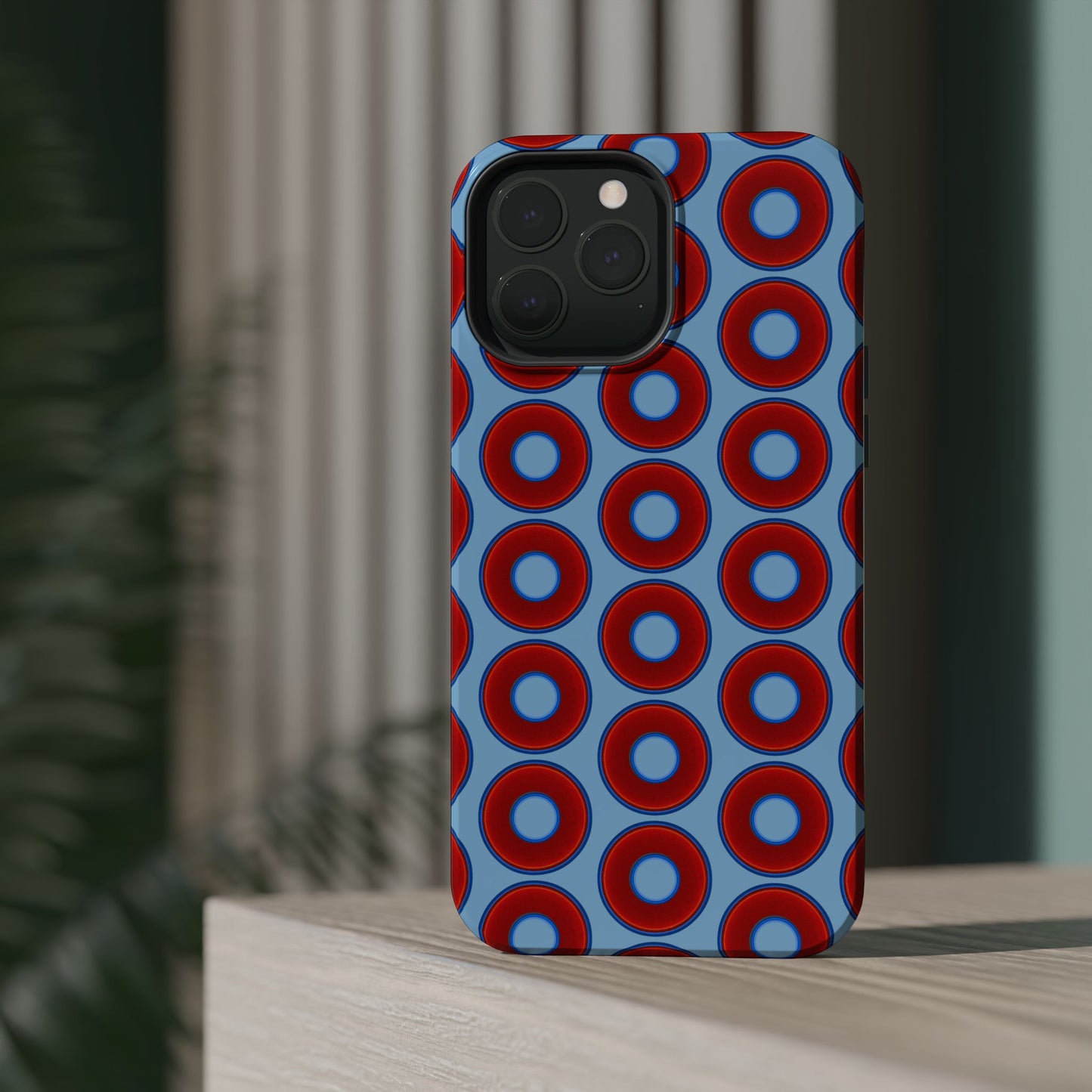 Magnetic Tough Donut Case - red vivid donut print w/sky blue background