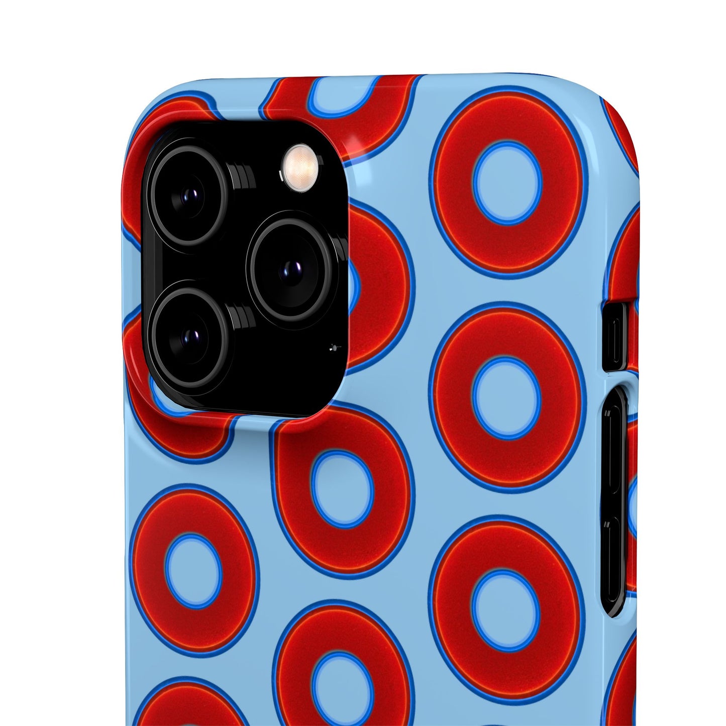 Lumpy Donut Snap Case - red vivid donut print w/sky blue background