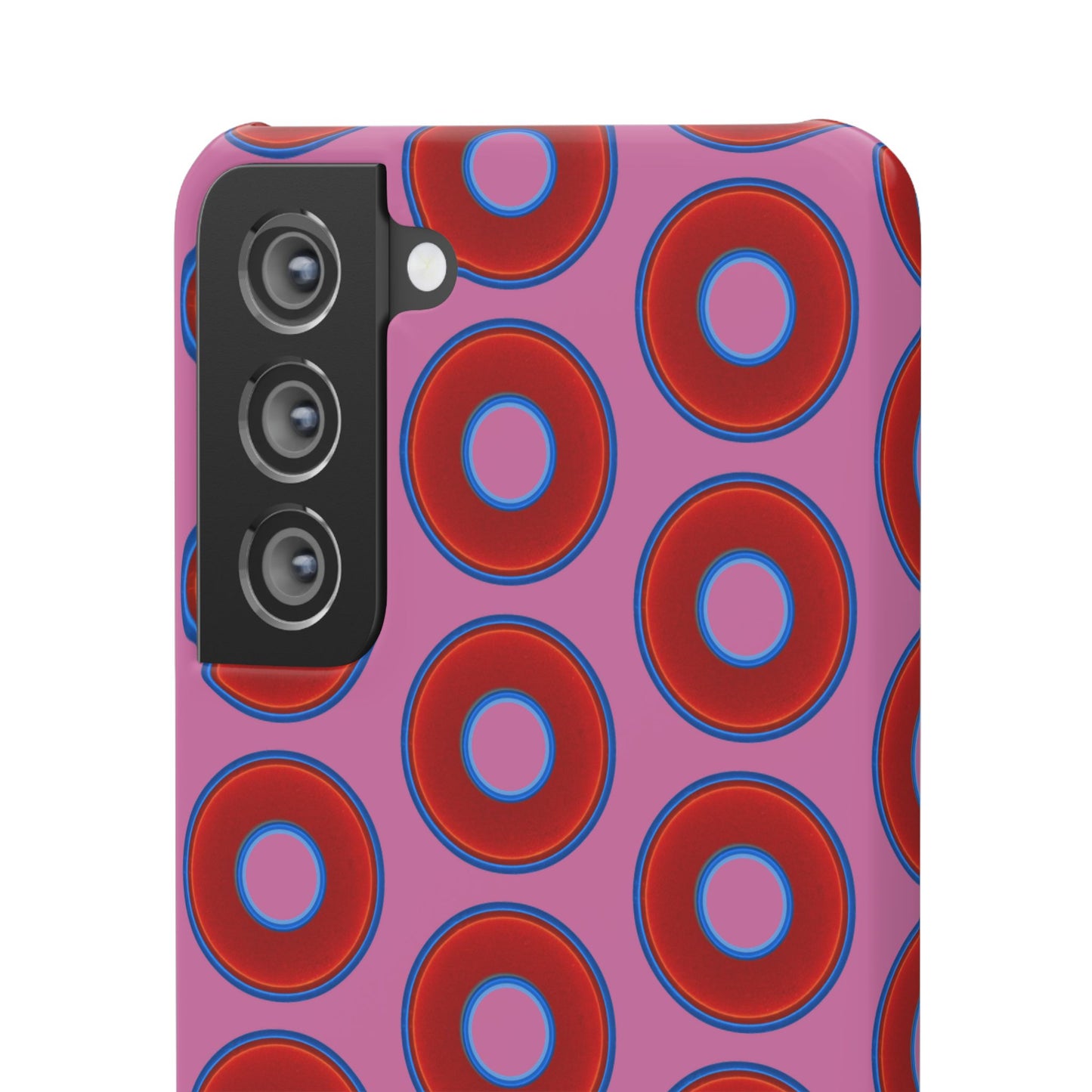 Lumpy Donut Snap Case - red vivid donut print w/light pink background