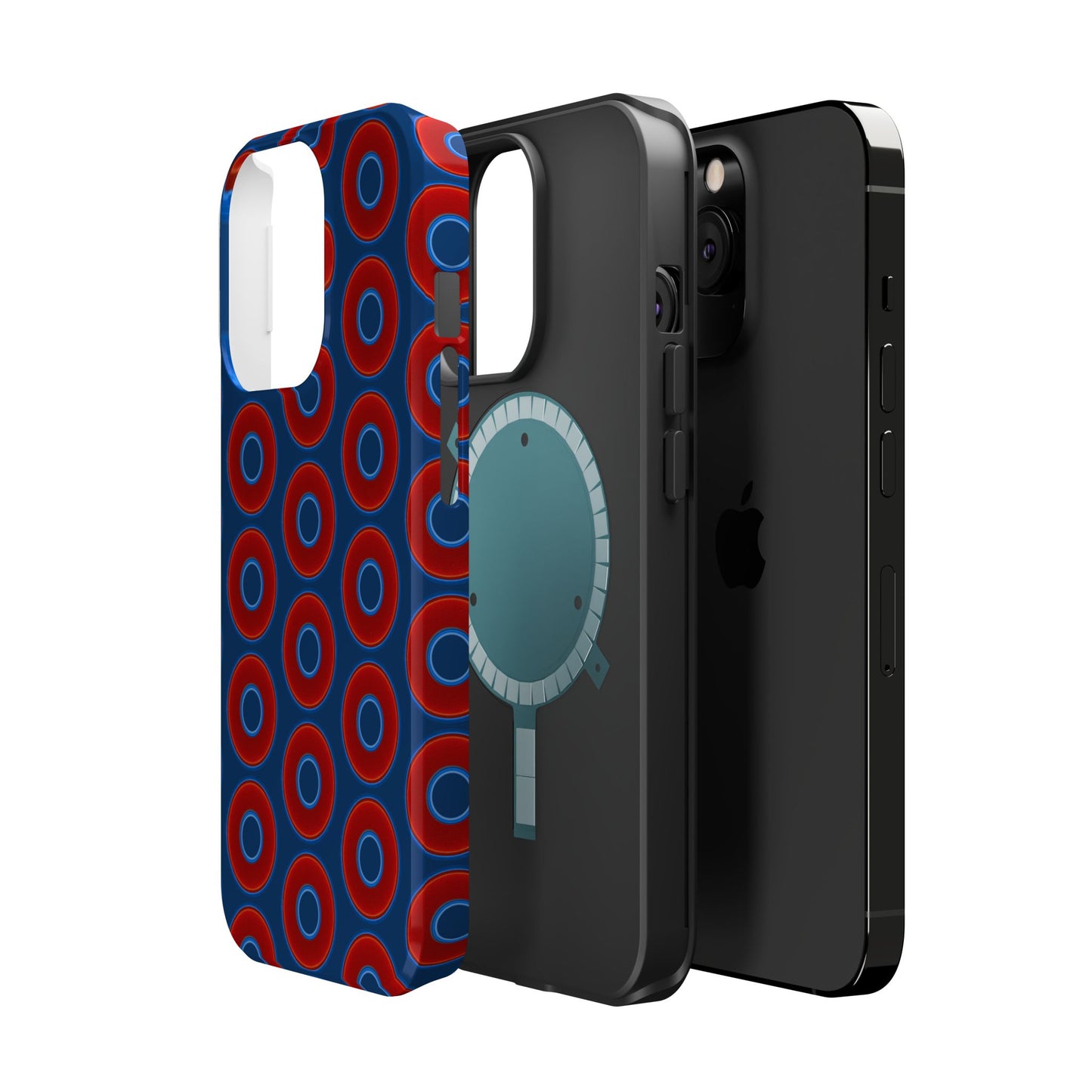 Magnetic Tough Donut Case - red vivid donut print w/Atlantic navy blue background