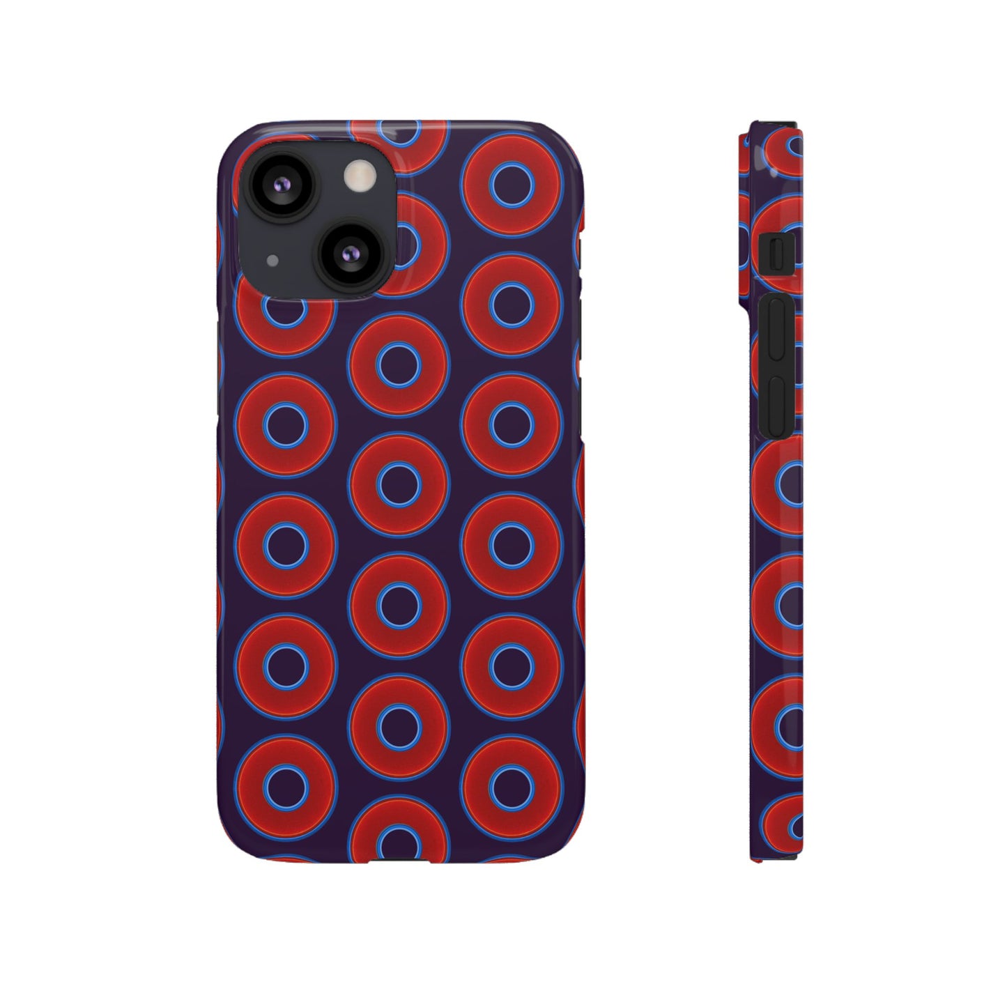 Lumpy Donut Snap Case - red vivid donut print w/midnight purple background