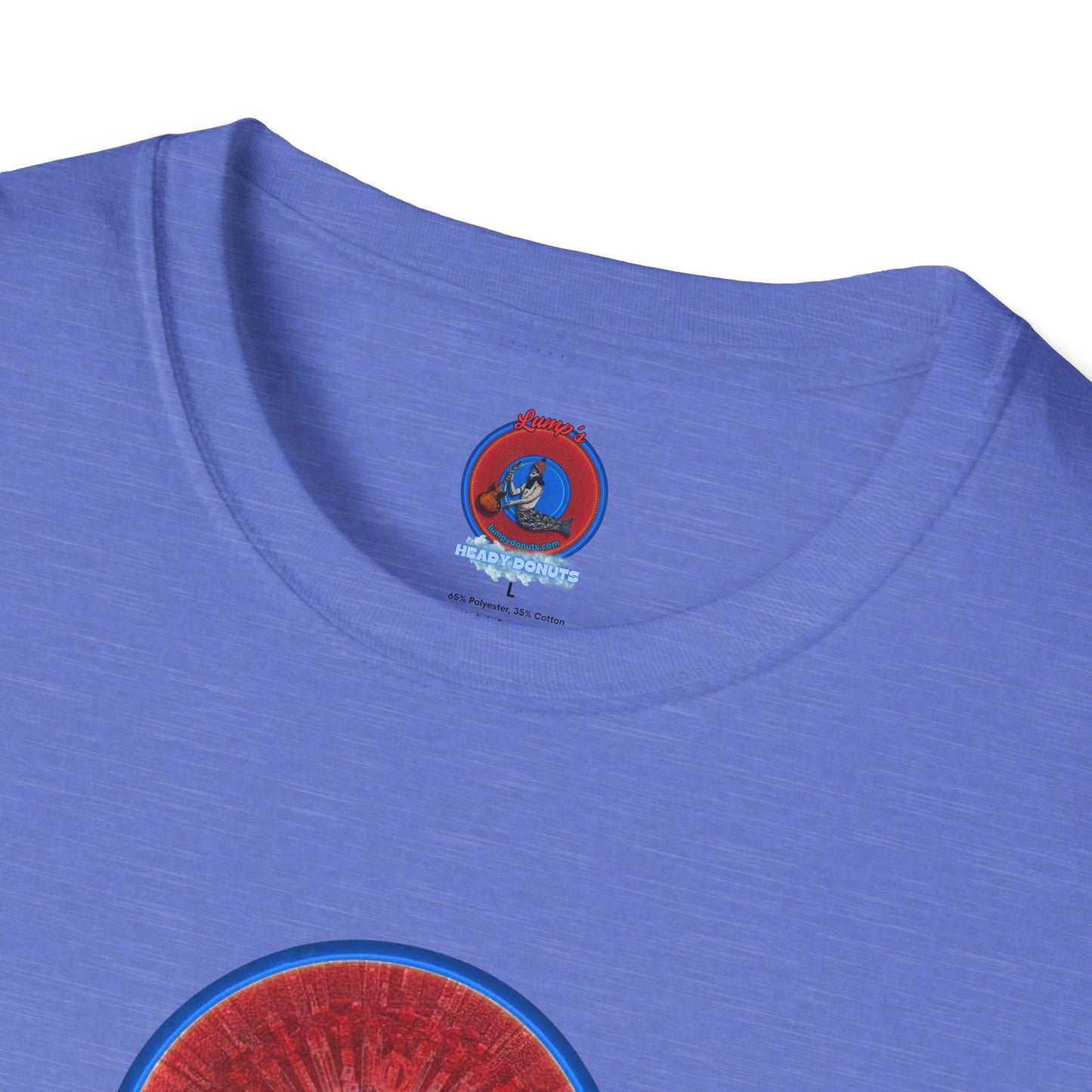 Classic Donut Tee - Unisex Soft-Style - "Graphic Translation Tee Shirt" - vivid red/blue tube donut - variant 1
