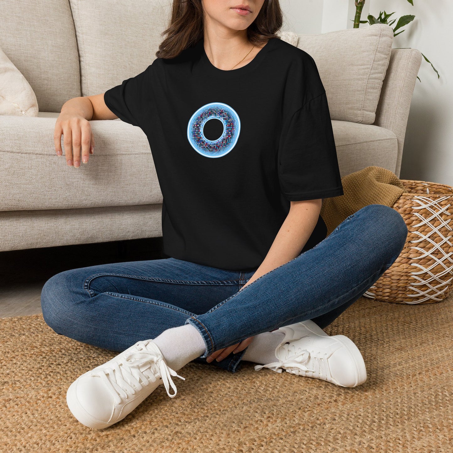 Classic Donut Tee - Unisex Soft-Style - "Microdot Donut" - light blue pixilated donut