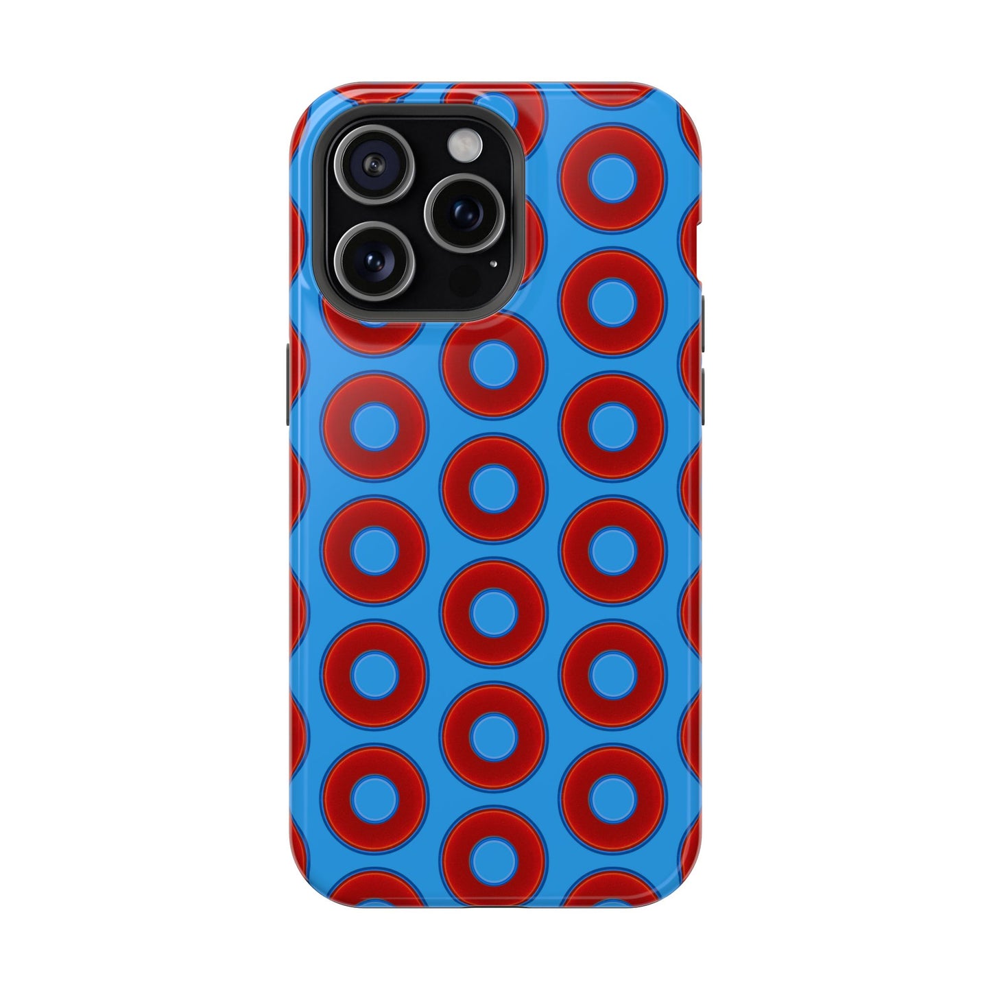 Impact-Resistant Lumpy Donut Case - red vivid donut print w/sky royal blue background