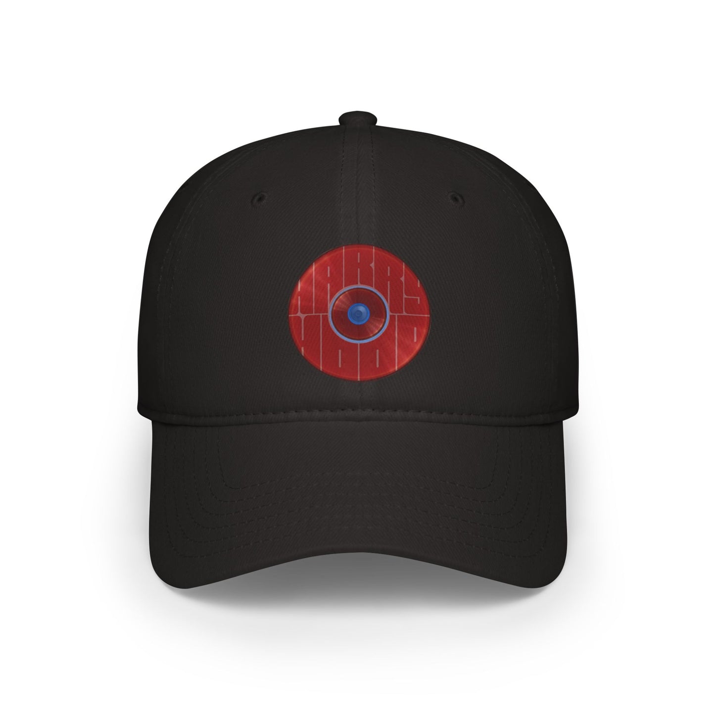 Lumpy Donut Baseball Cap - "Harry Hoodlum Donut Cap" - variant 4 - vivid red donut w/words