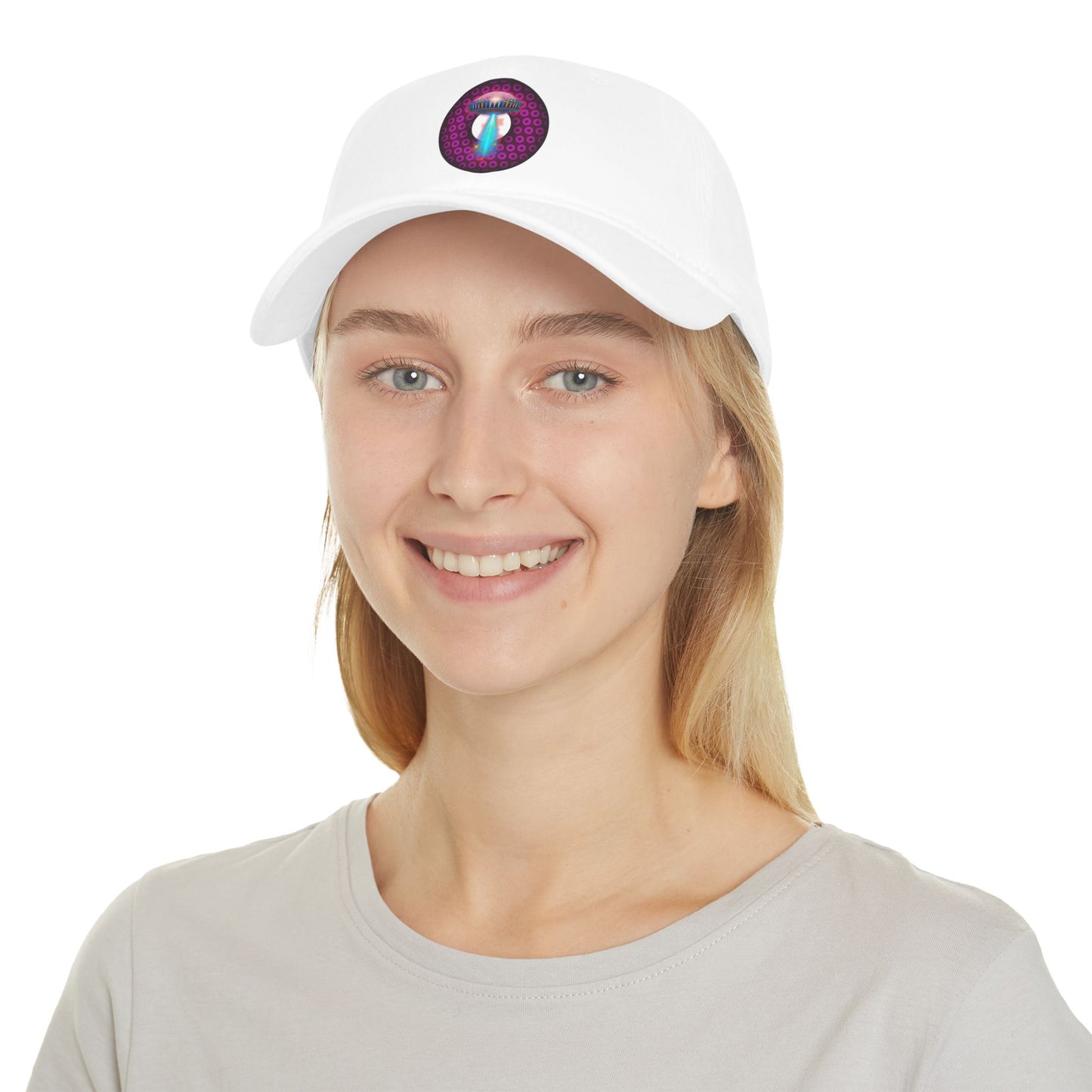 Lumpy Donut Baseball Cap - "They Serve Donuts on the Mothership Now" - variant 3 - magenta/burgundy paradoxical donut w/