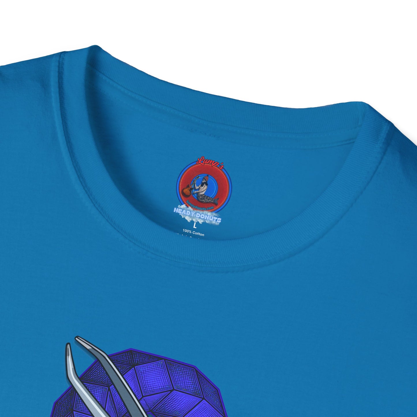 Classic Donut Tee - Unisex Soft-Style - "The Teasing Donut" - rustic dark royal blue cubed donut