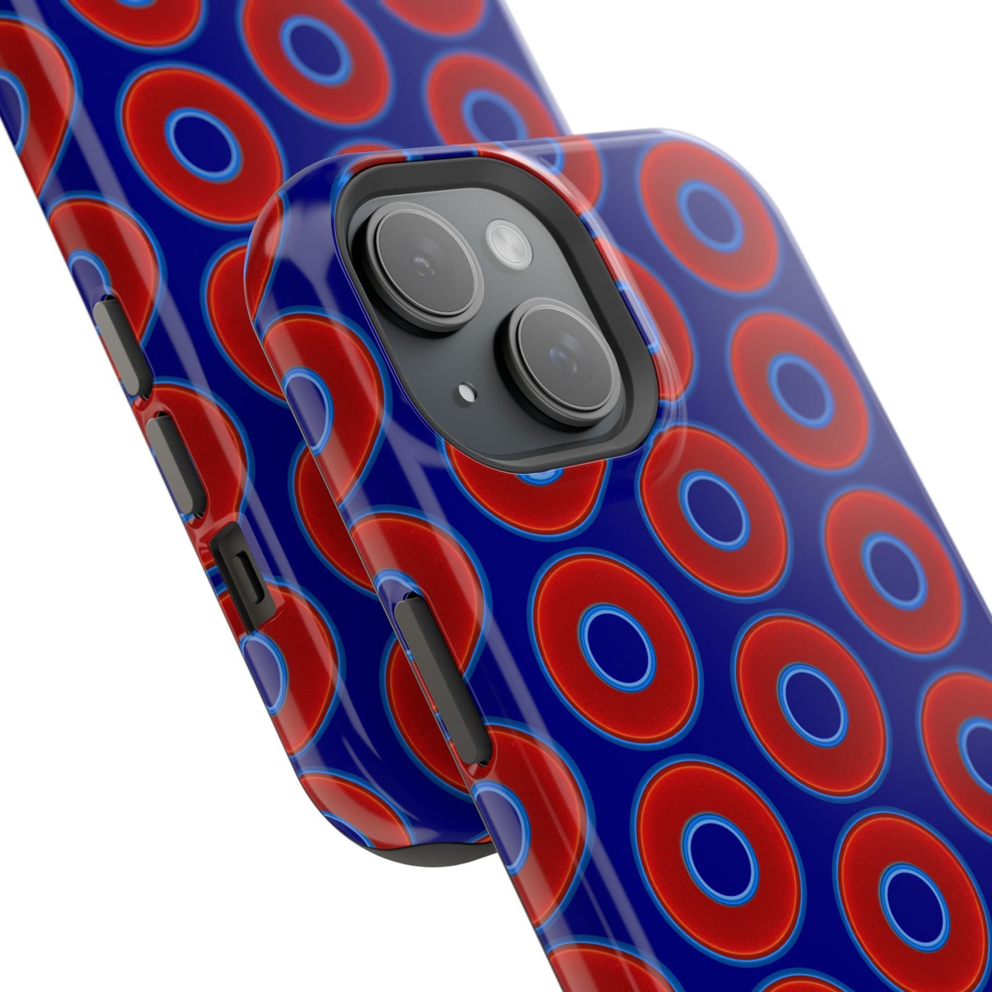 Magnetic Tough Donut Case - red vivid donut print w/vivid navy blue background