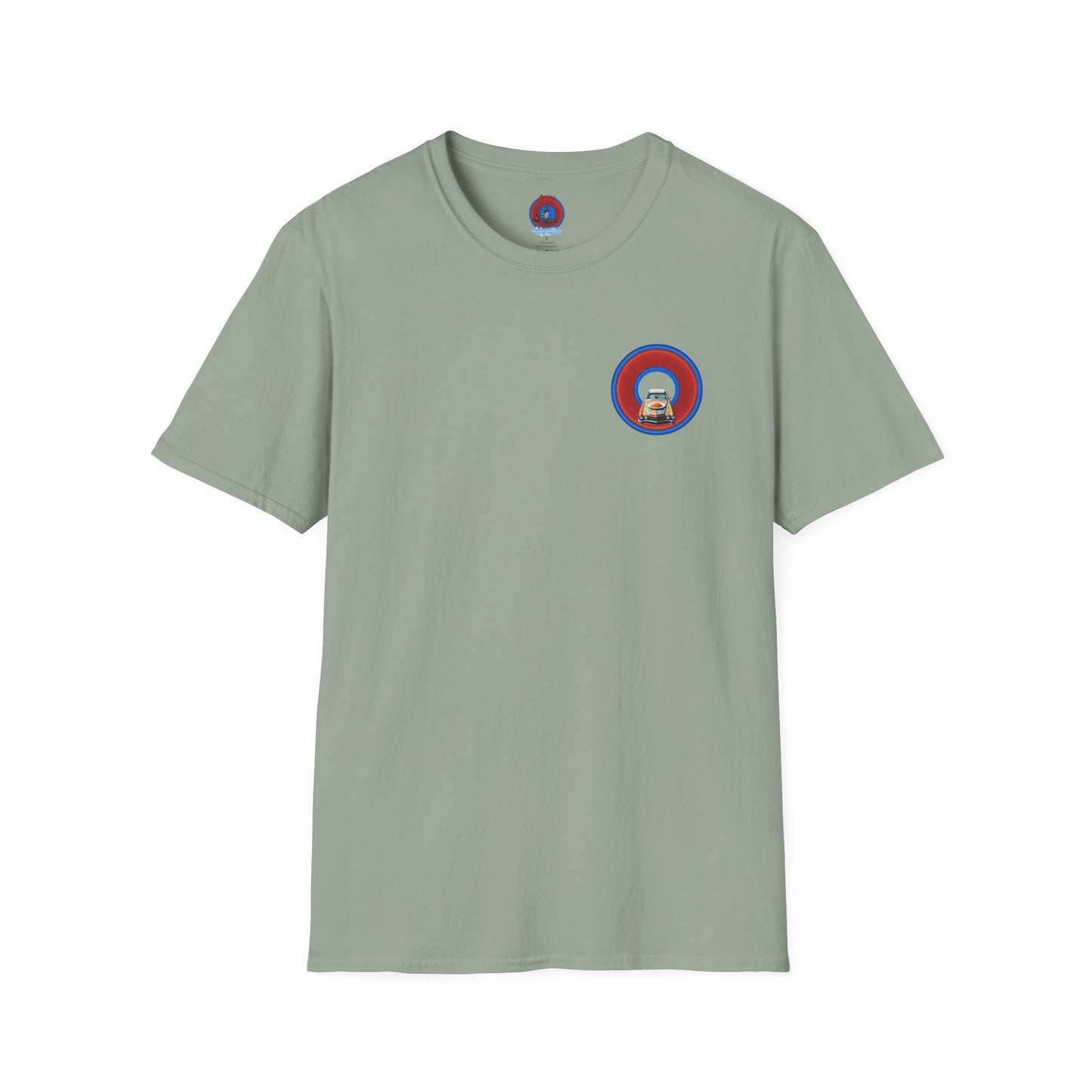 Classic Donut Tee - Unisex Soft-Style - "Cadillac Rainbows Spaghetti Incident" - series 1.0  - variant 4 - red/blue donut