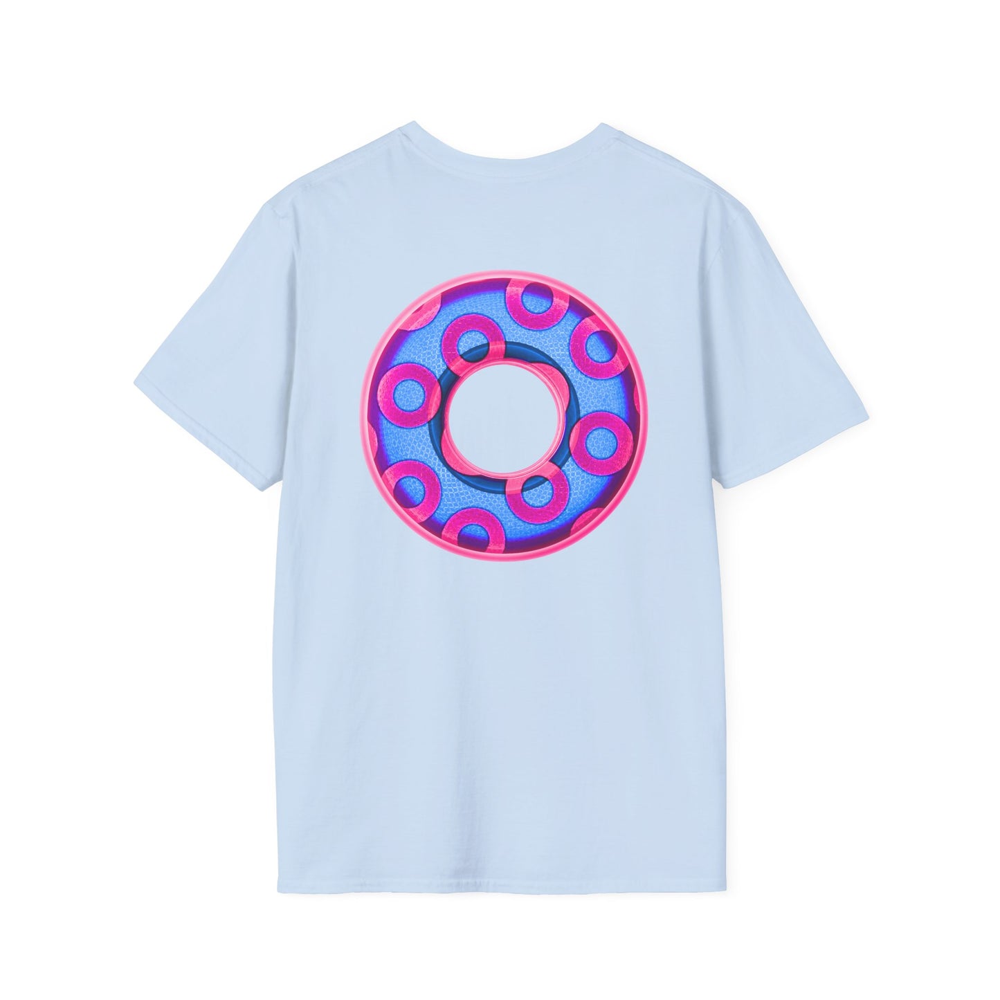 Plain Donuts/Unisex Soft-Style - "Plain Rustic Paradoxical Donuts" - light blue/magenta donuts
