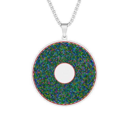 Lump's Heady Donut Necklace - 1" x 1" Stainless Steel Pendant - "Plain Pixilated Donut" - multi-colored pixilated donut - variant 1