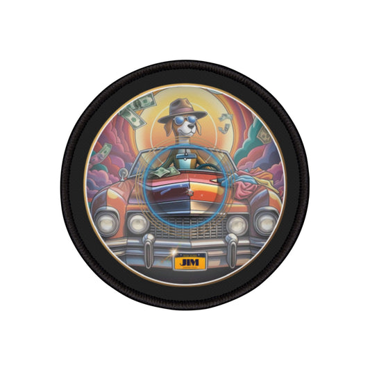 Iron-On Donut Patch - "Jimmy's Runaway Donut Patch" - orange/purple pic donut - variant 3