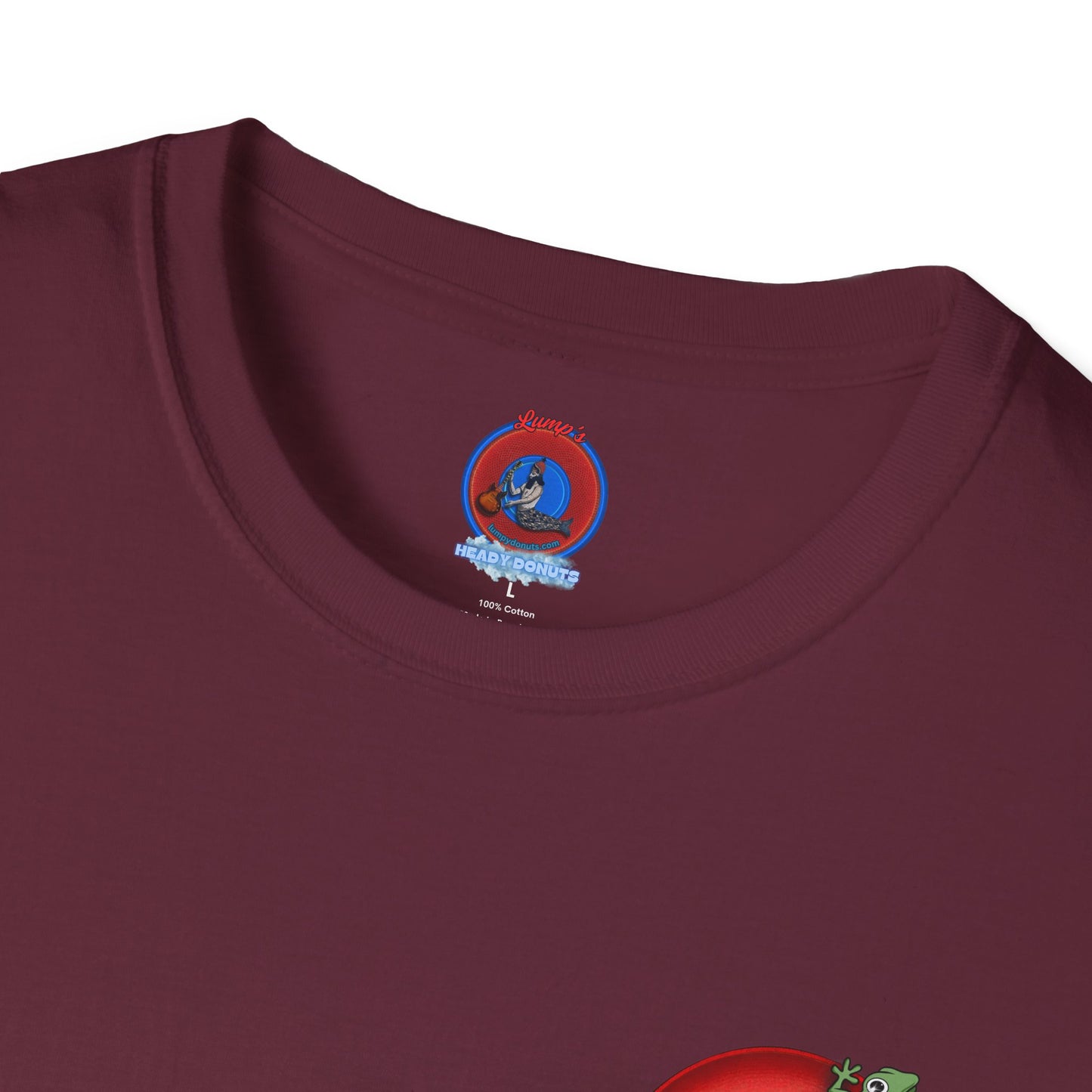 Classic Donut Tee - Unisex Soft-Style - "Practically Extinct Tee Shirt" - plump vivid red donut - variant 1