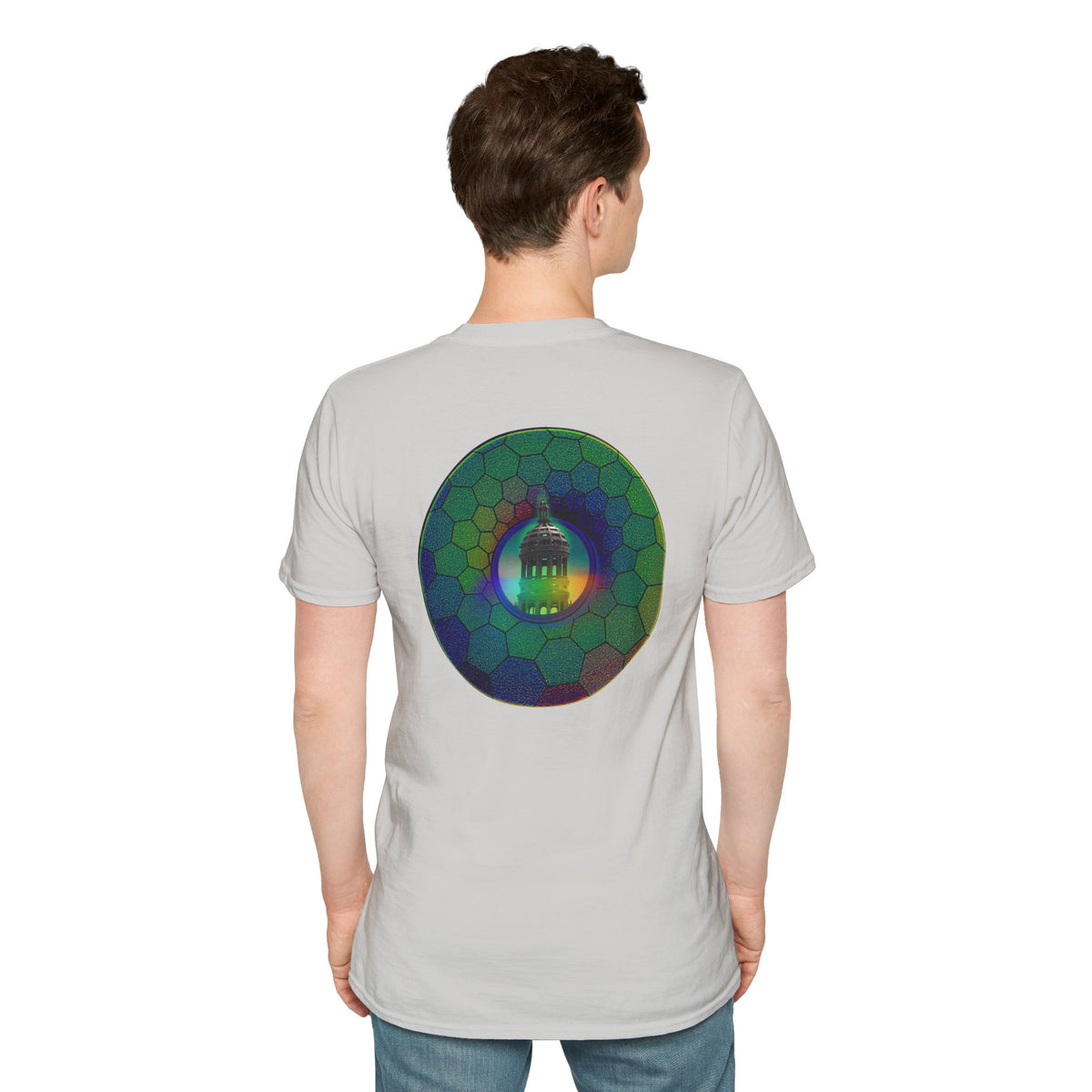 Classic Donut Tee - Unisex Soft-Style - "Save the Mondegreen City Hall Clock Tower" - hexadonut - series 1.0 -variant 1 - green donut