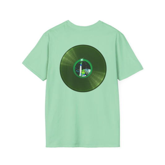 Classic Donut Tee - Unisex Soft-Style - "Rutherford's Staying Alive" - series 1.0 - variant 2 - green donut