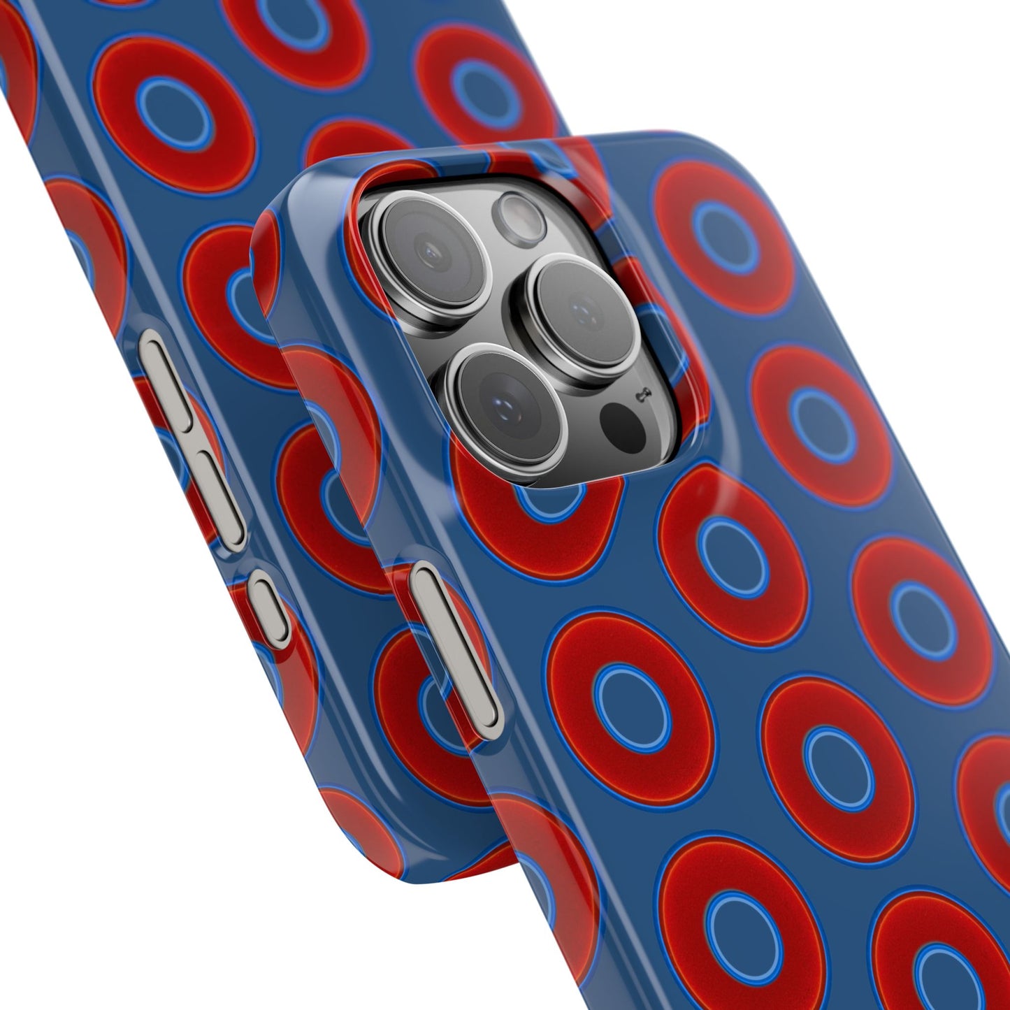 Lumpy Donut Snap Case - red vivid donut print w/light navy blue background