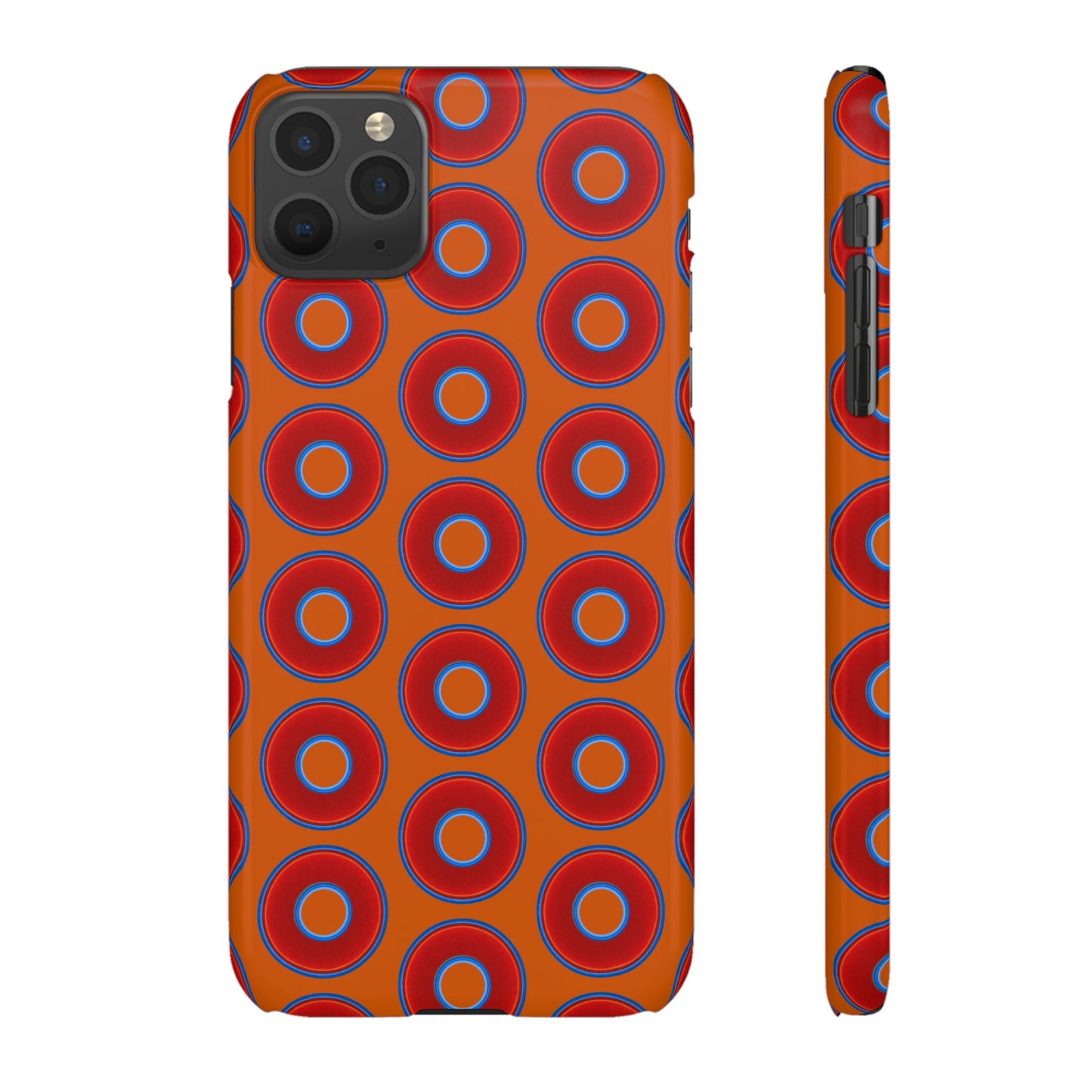 Lumpy Donut Snap Case - red vivid donut print w/dark orange background