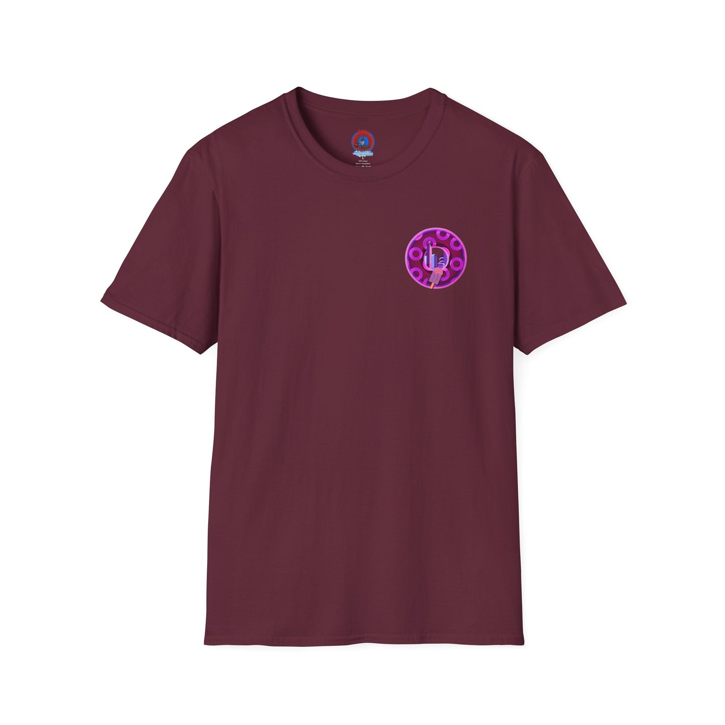 Classic Donut Tee - Unisex Soft-Style - "It's Ice Cream Popsicles - YEMSG Donut" - purple/magenta paradox donut - variant 2