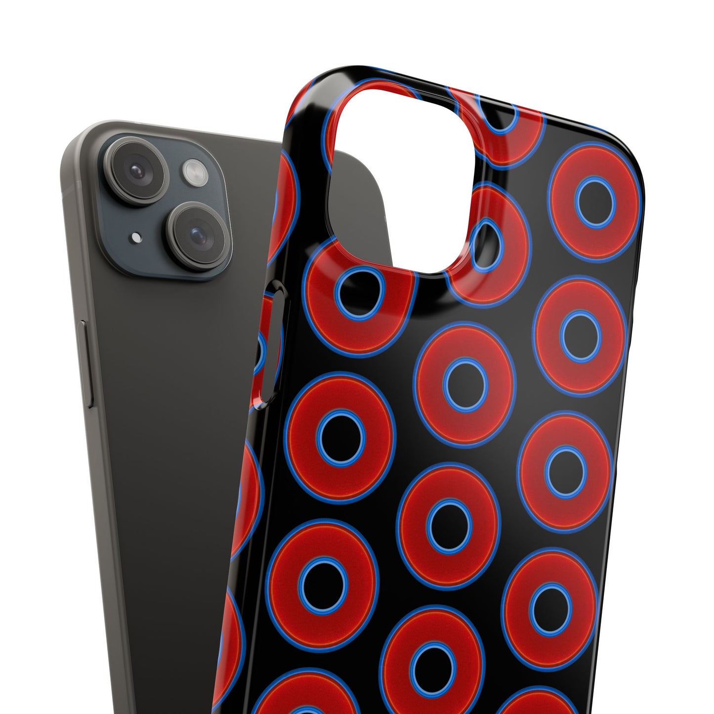 Lumpy Donut Snap Case - red vivid donut print w/black background