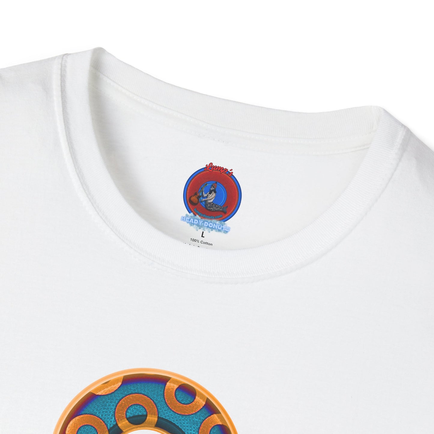 Plain Donuts/Unisex Soft-Style - "Plain Rustic Paradoxical Donuts" - light blue/orange donuts