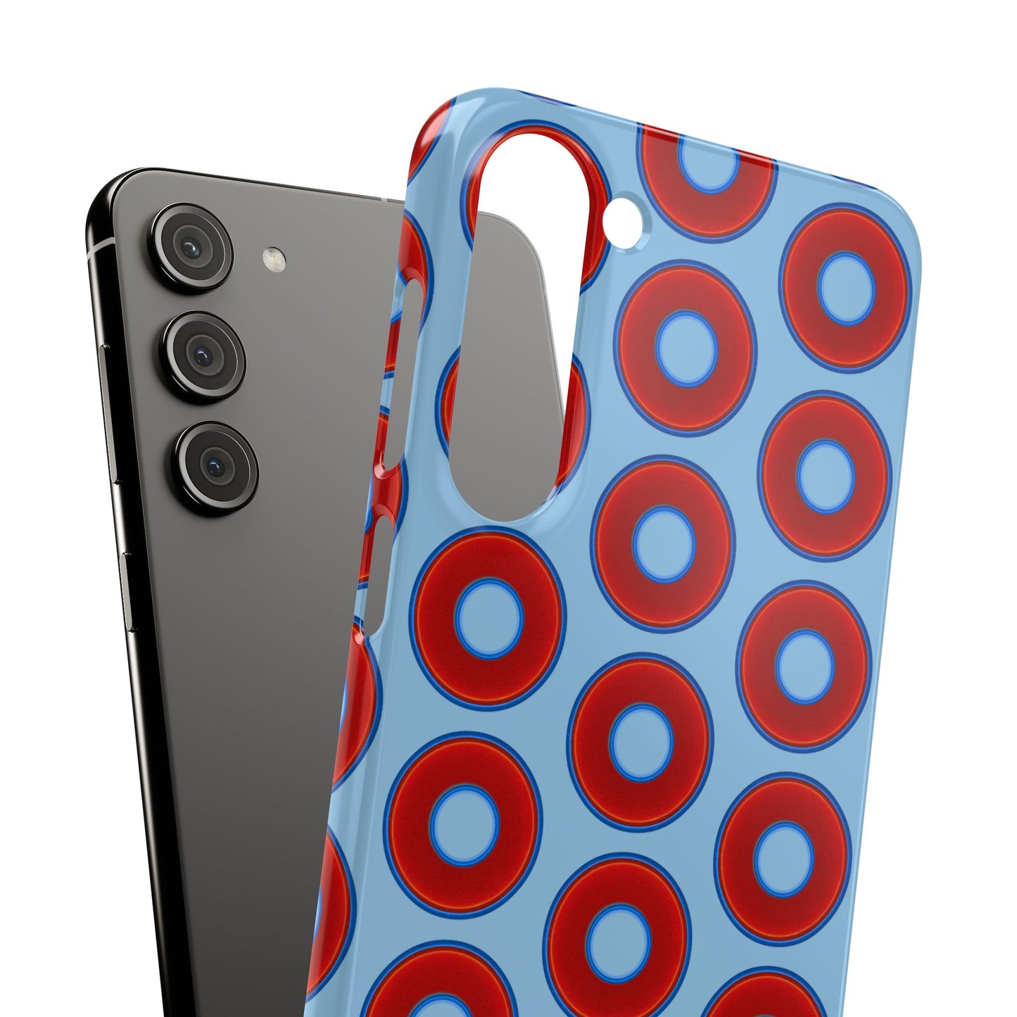 Lumpy Donut Snap Case - red vivid donut print w/sky blue background