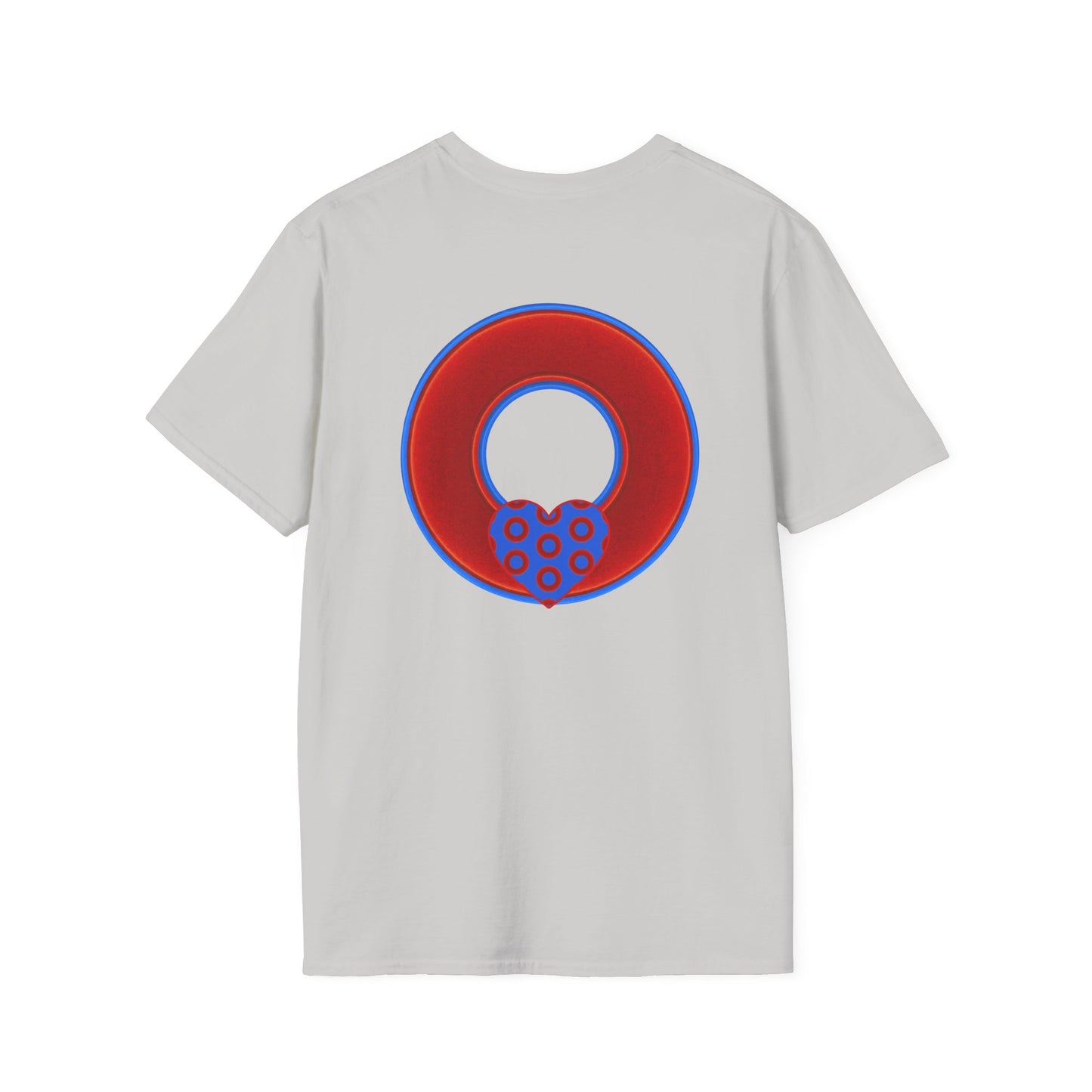 Classic Donut Tee - Unisex Soft-Style - "Ocean Donuts of Love" - vivid red donut - variant 1