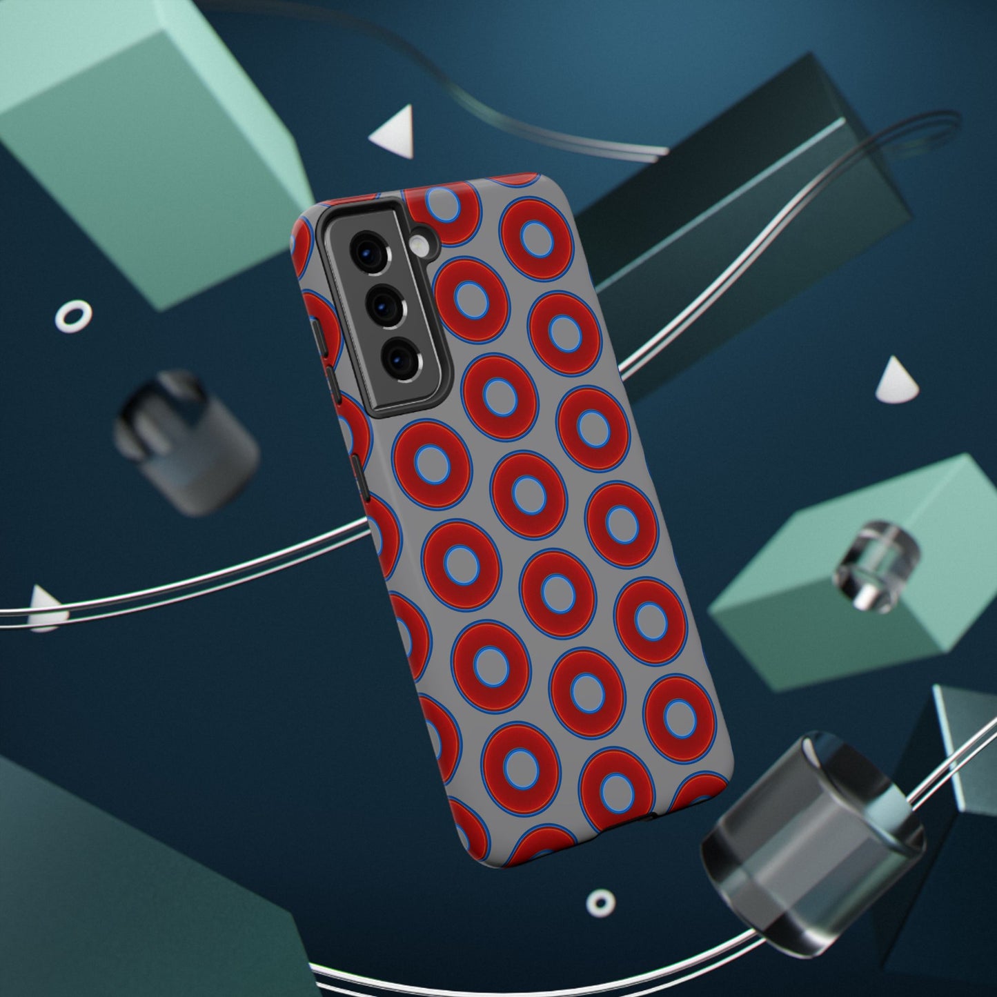 Impact-Resistant Lumpy Donut Case - red vivid donut print w/gray background